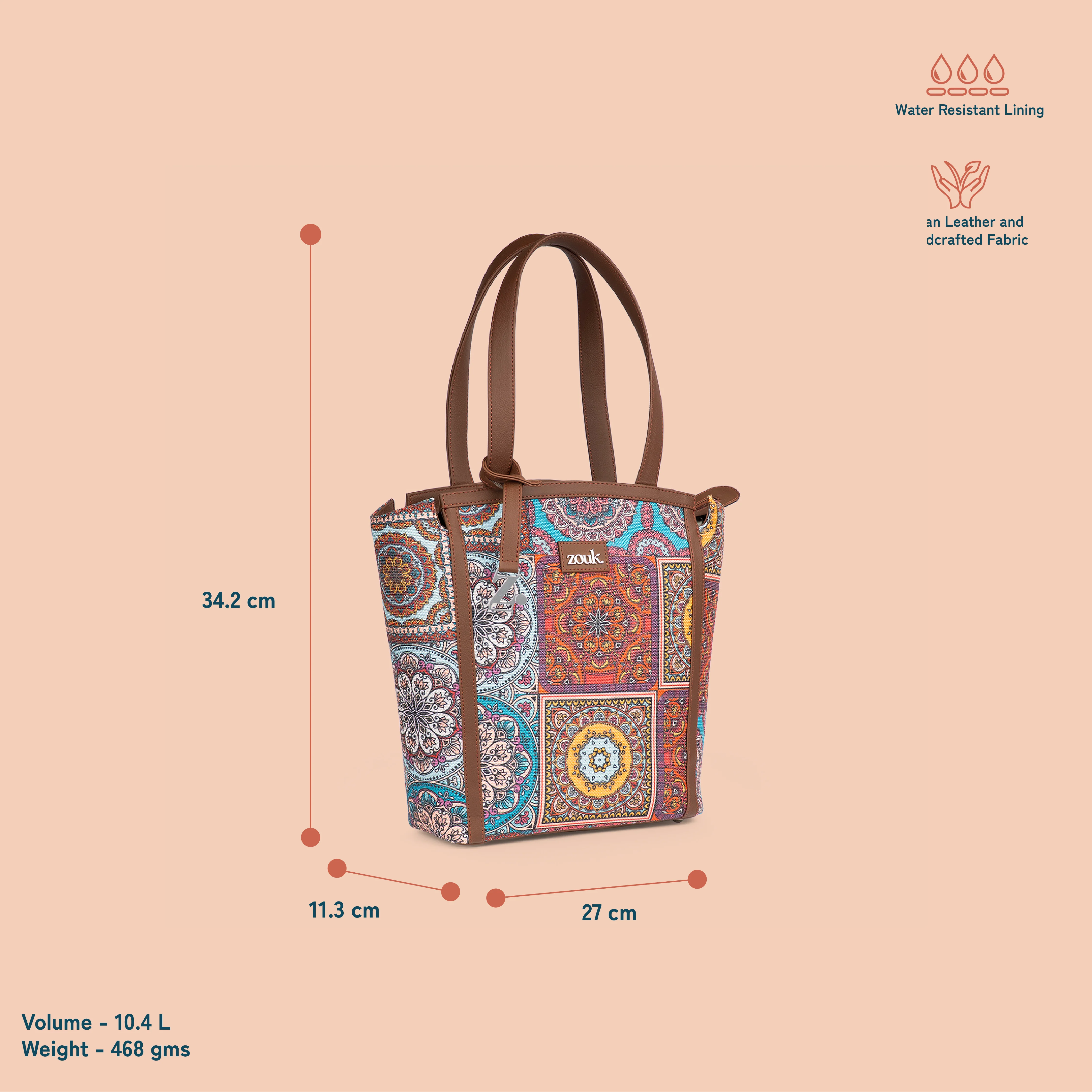 Rhea Kapoor Adira Tote Bag - Multicolor Mandala Print - Image 4