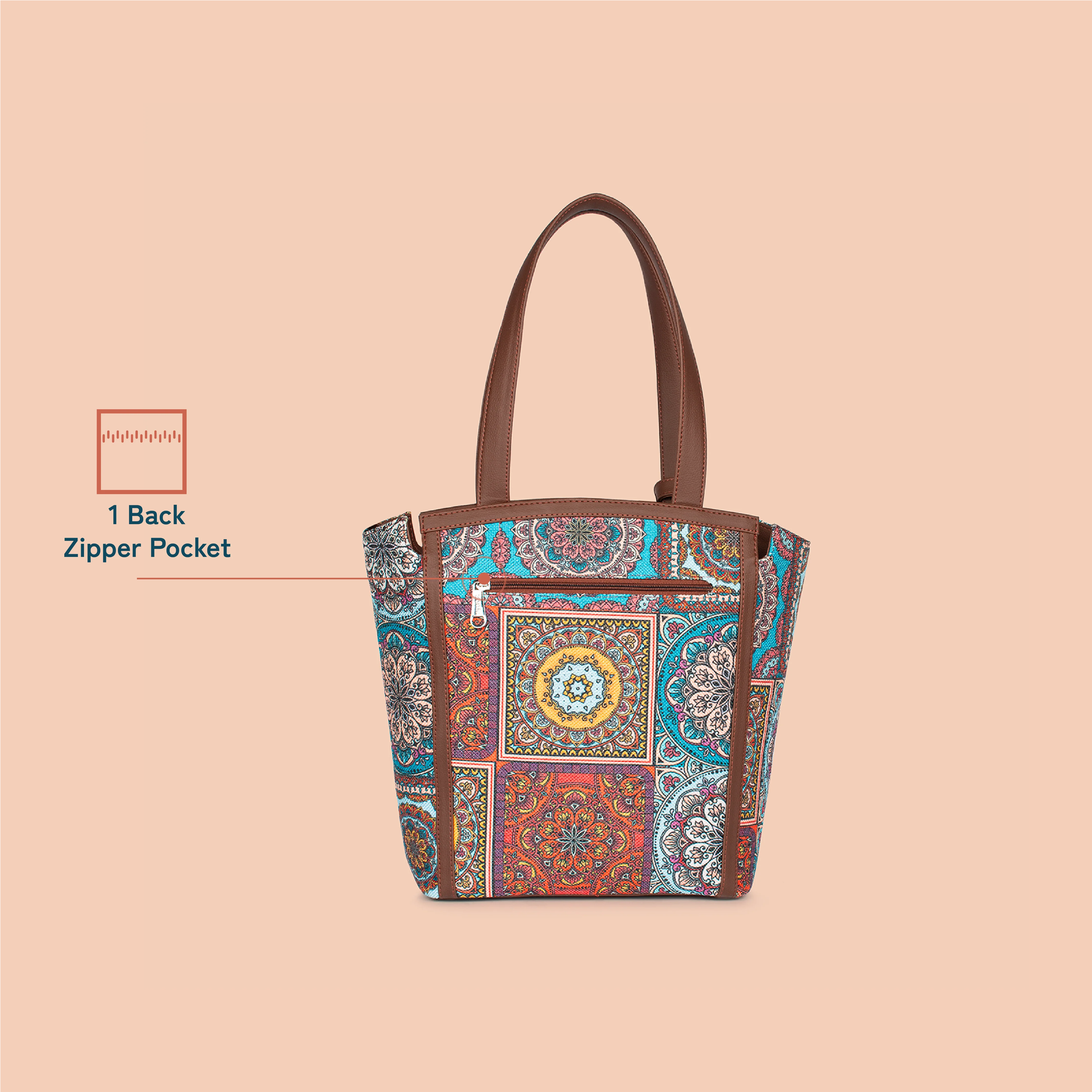 Rhea Kapoor Adira Tote Bag - Multicolor Mandala Print - Image 5
