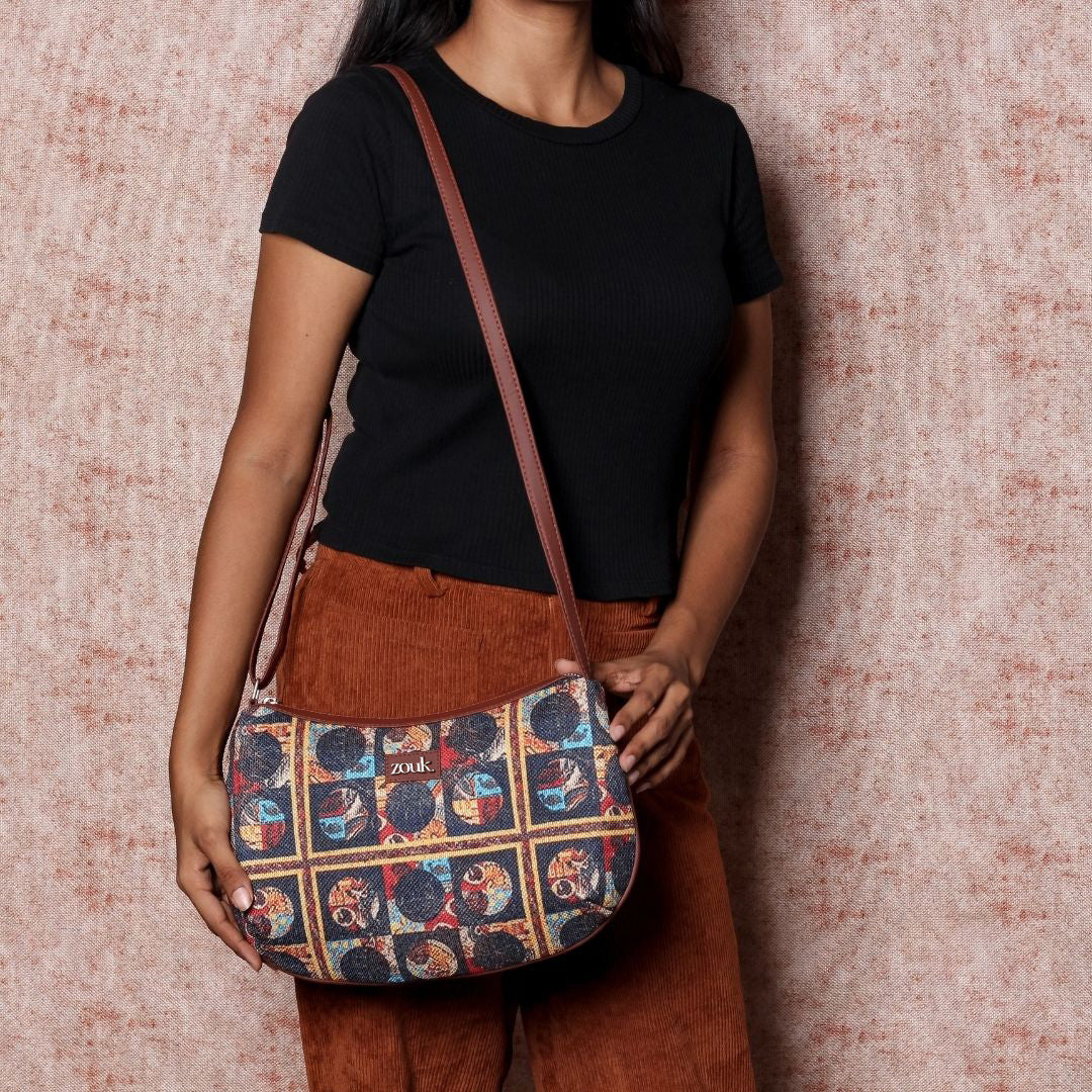African Art Structured Shoulder Bag - Image 2