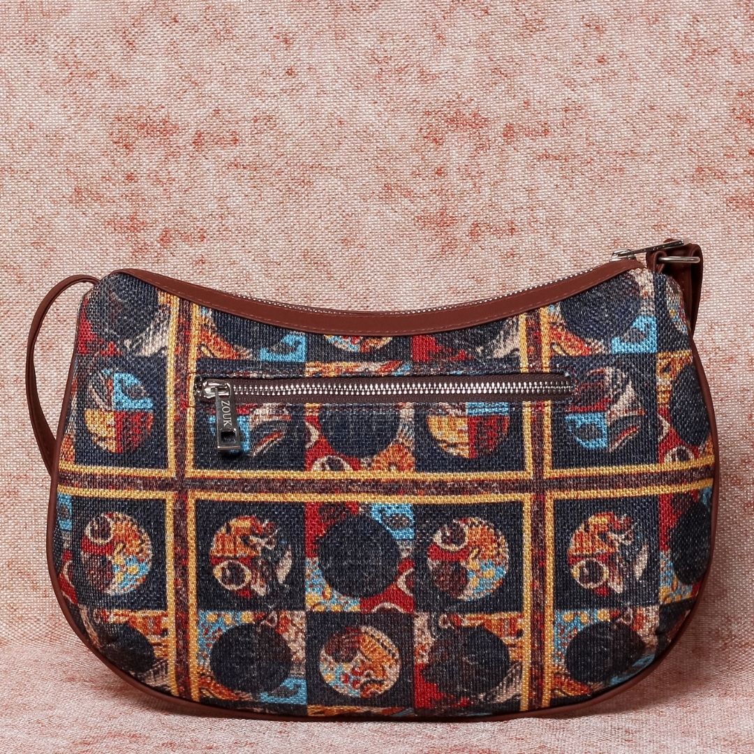 African Art Structured Shoulder Bag - Image 3