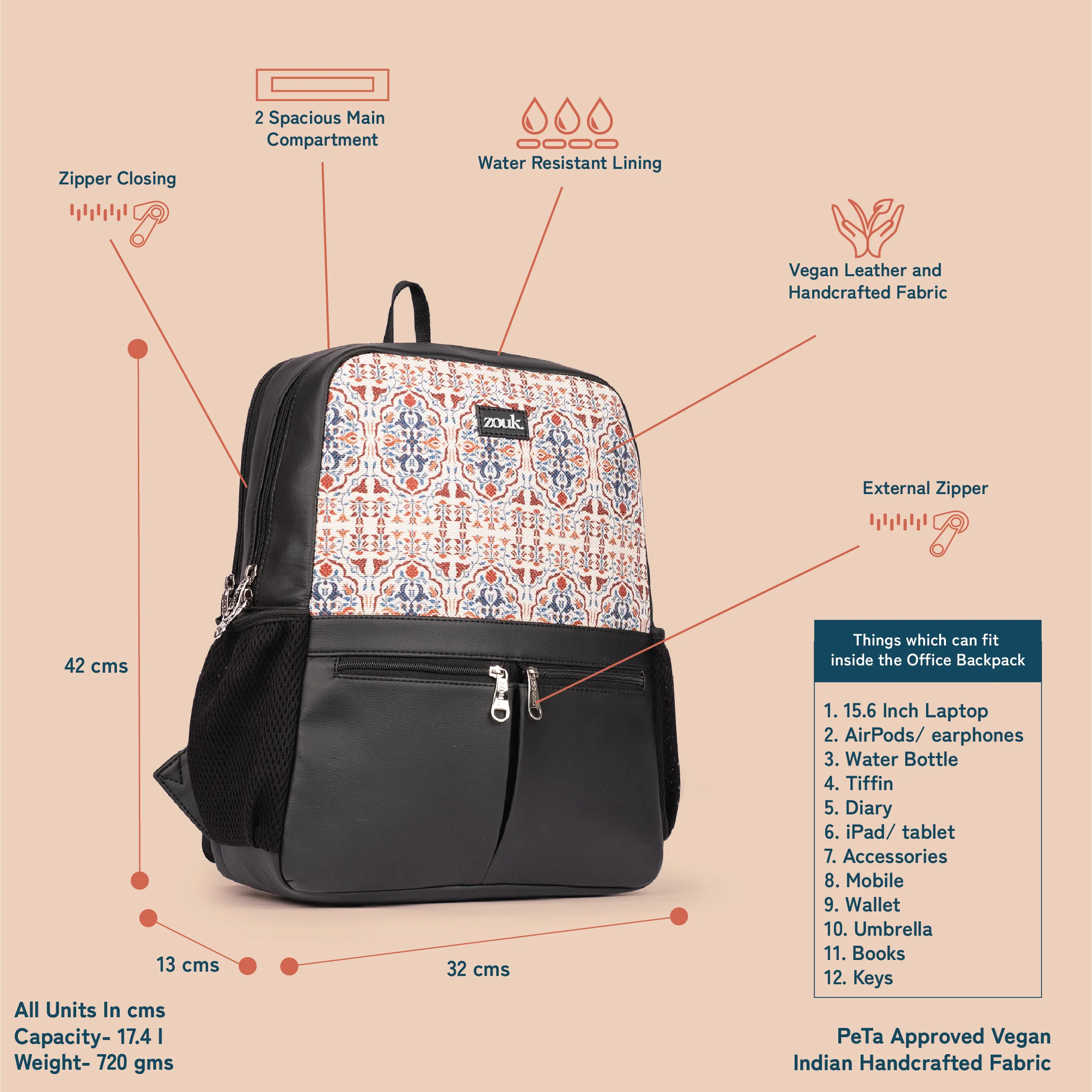 Agra Floral Office Backpack - Image 5