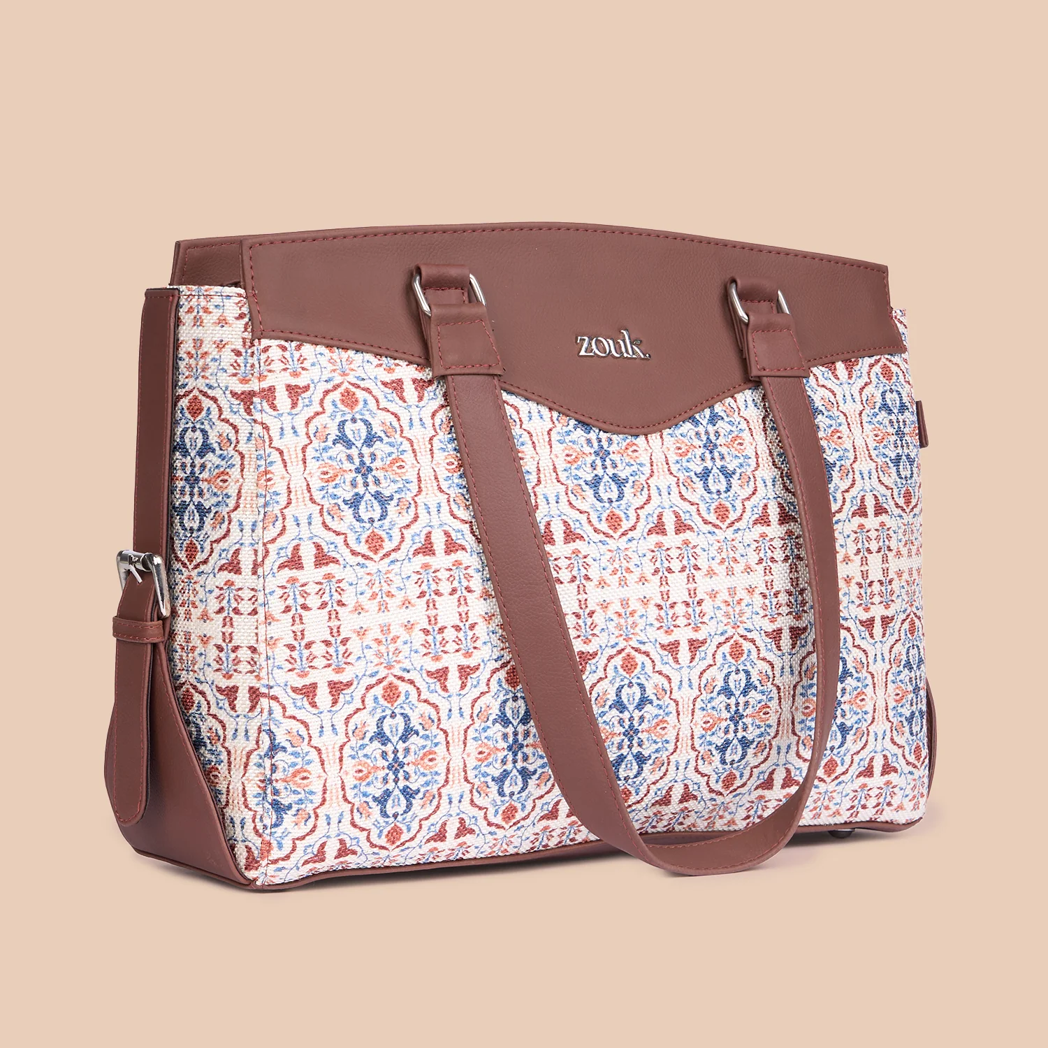 Agra Floral Women's Work Bag Brown - Image 6