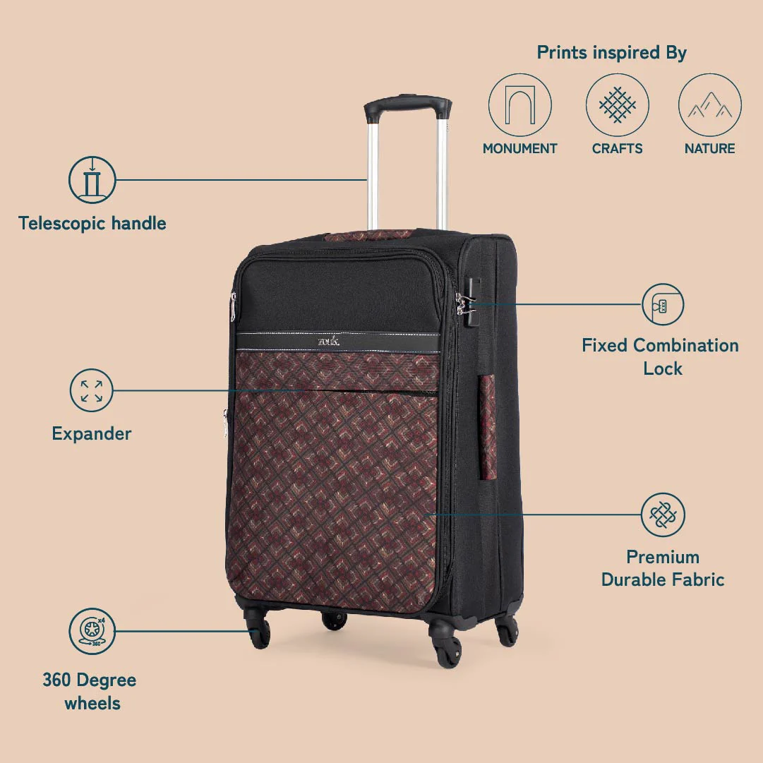 Amritsar Phulkari Avasa Trolley Bag (Black) - Image 5