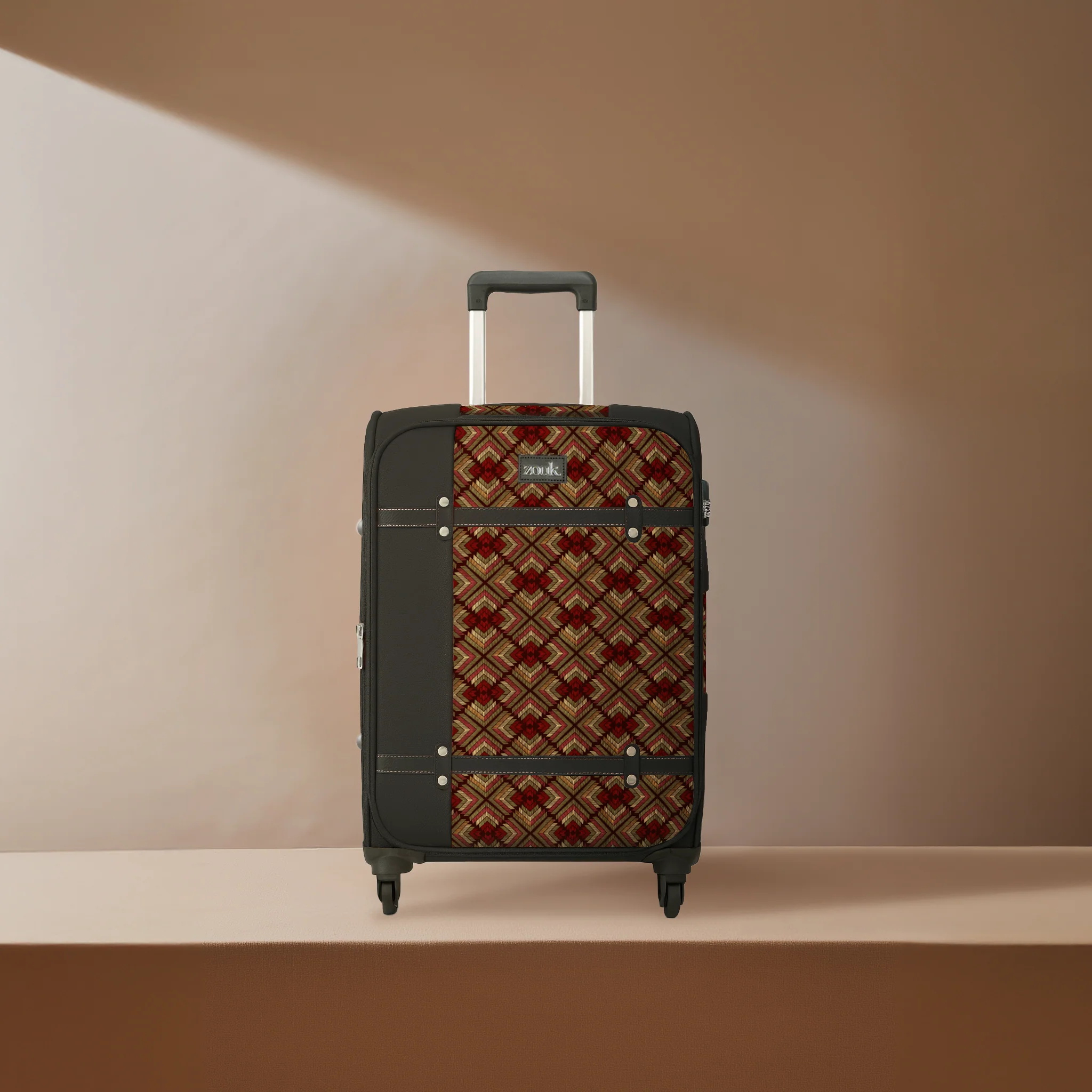 Amritsar Phulkari Saira Trolley Bag - Black (Cabin) - Image 12