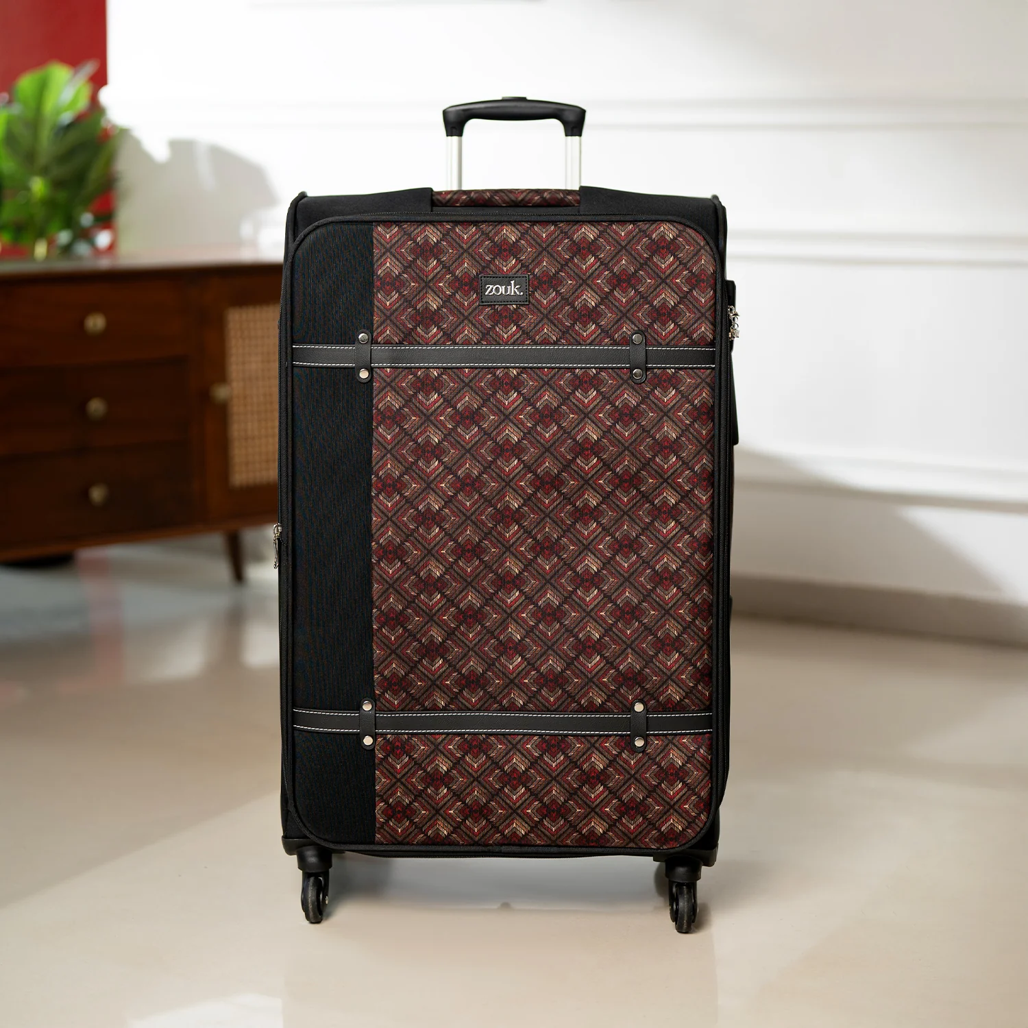 Amritsar Phulkari Saira Trolley Bag - Black (Large) - Image 9