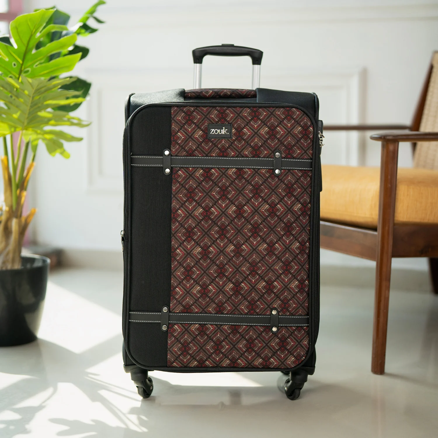Amritsar Phulkari Saira Trolley Bag - Black (Medium) - Image 10