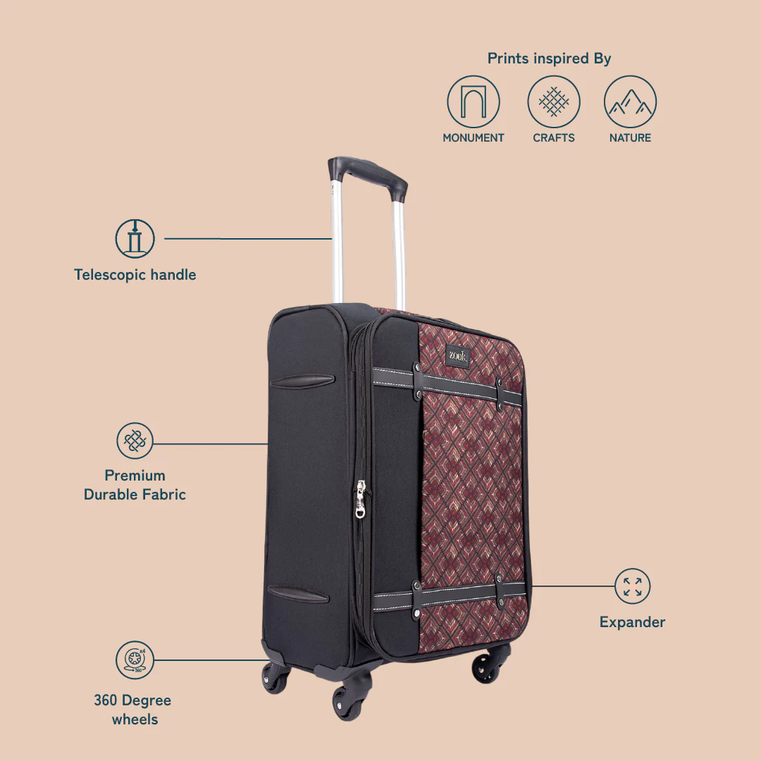Amritsar Phulkari Saira Trolley Bag - Black (Medium) - Image 3