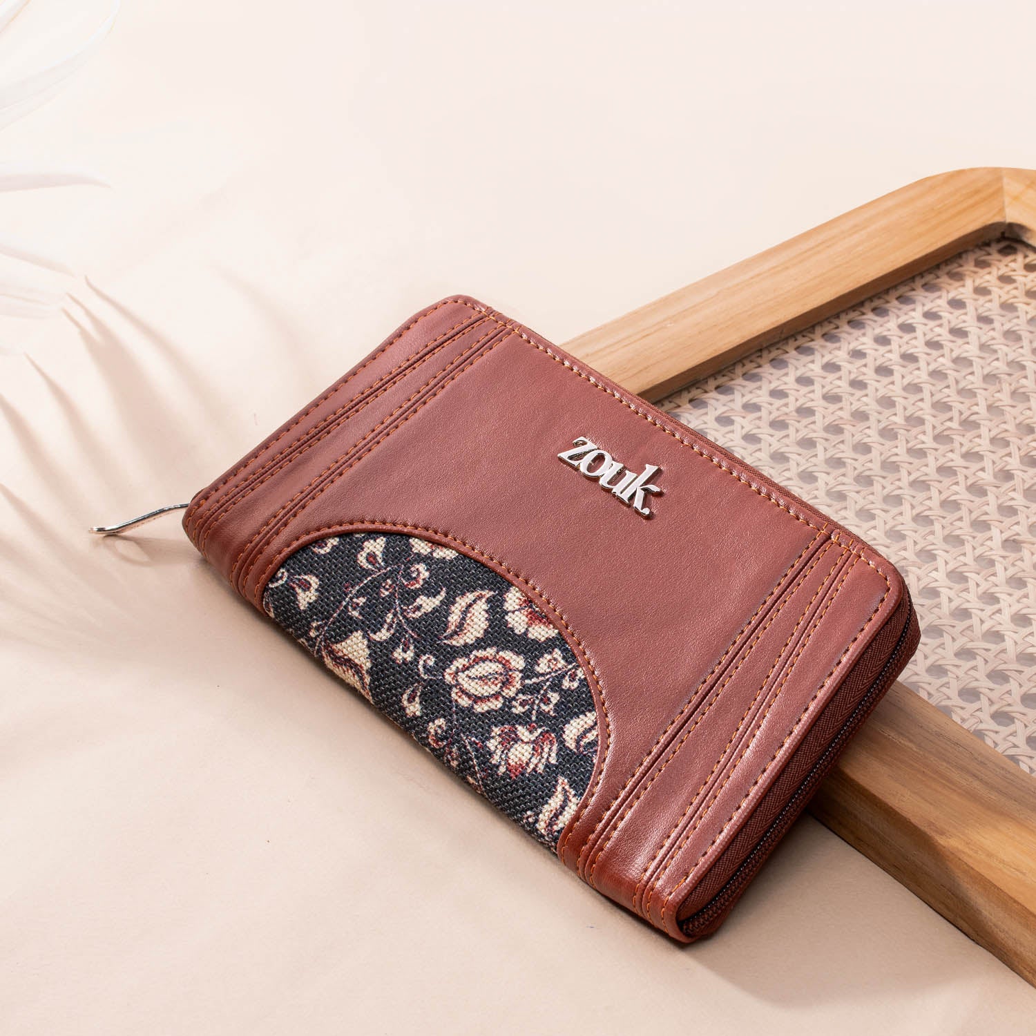 Arika Zipper Wallet - Chittoor Blue Kalamkari - Image 2