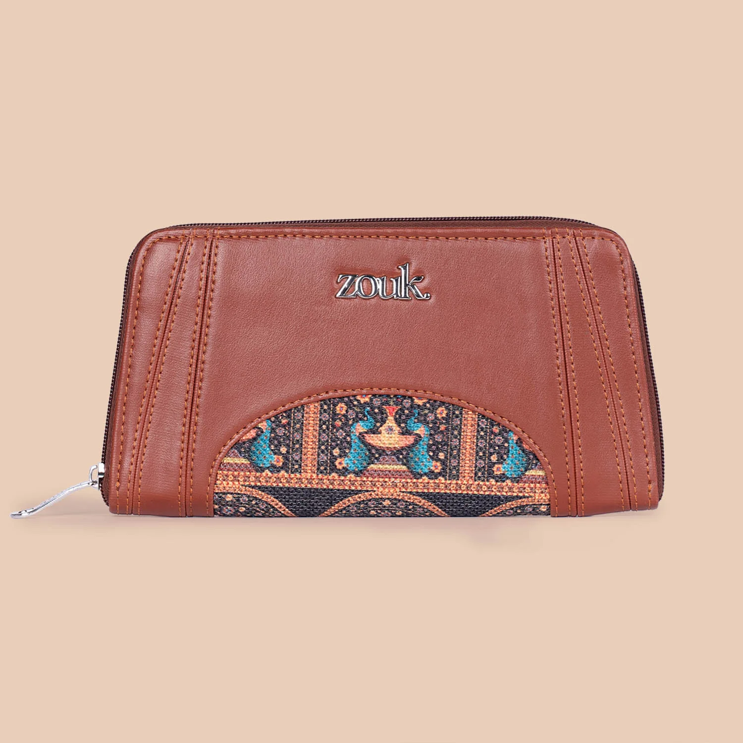 Arika Zipper Wallet - Royal Indian Peacock Motif - Image 3
