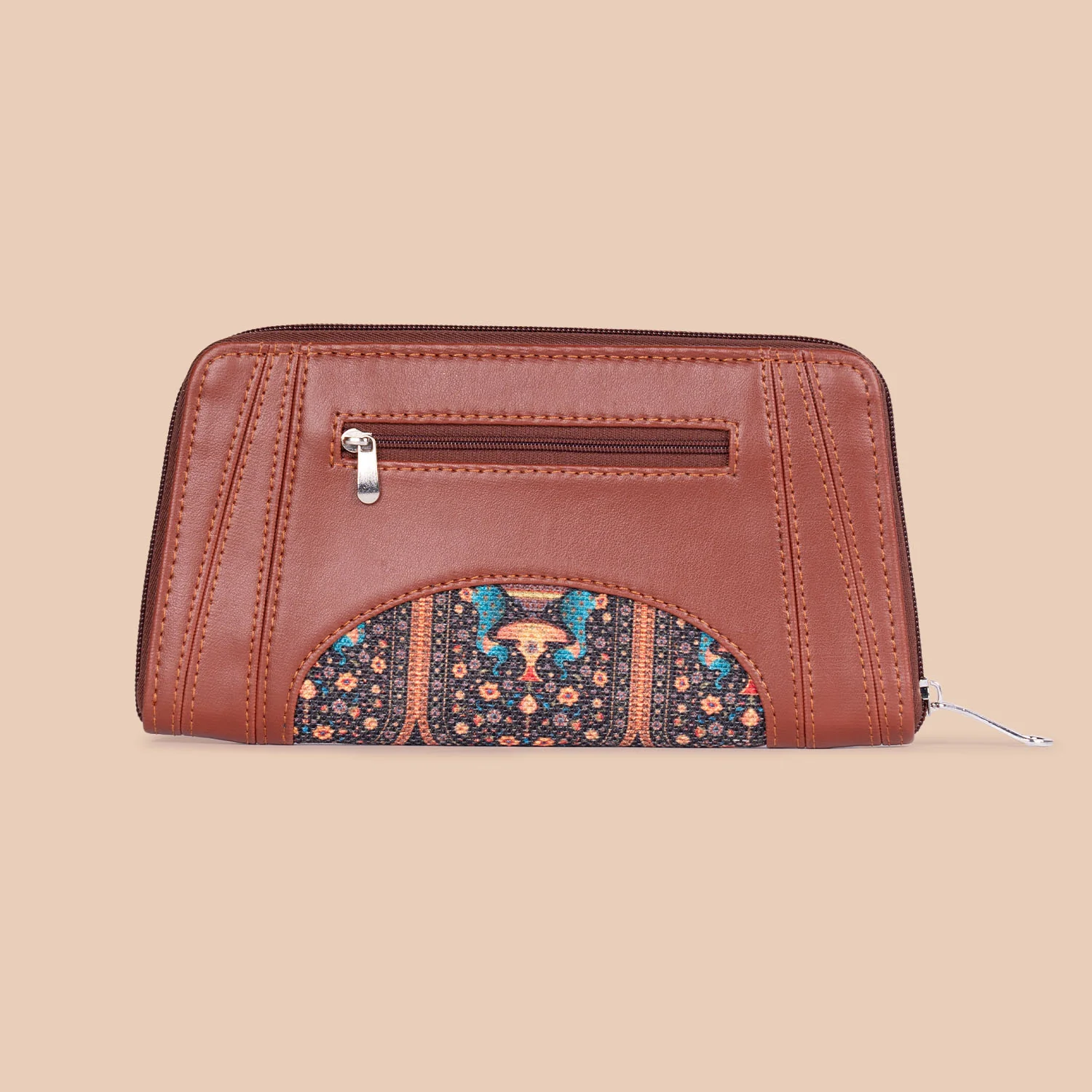Arika Zipper Wallet - Royal Indian Peacock Motif - Image 4