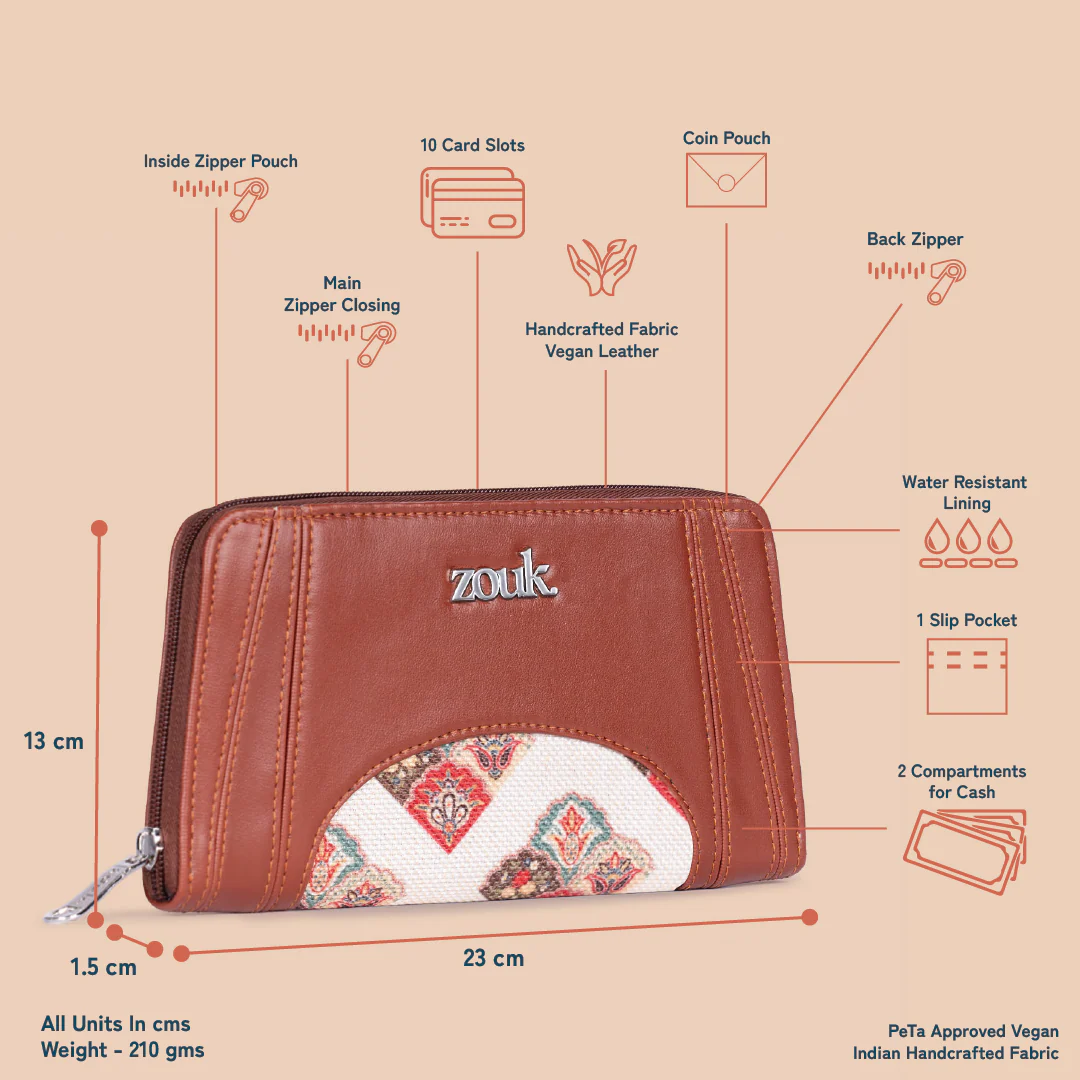 Arika Zipper Wallet - Seashell Motif White - Image 4