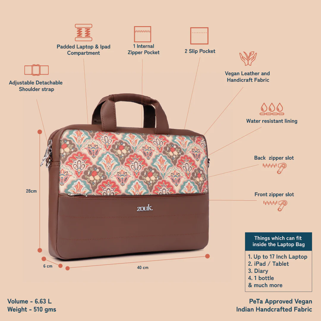 Arin Laptop Bag - Mughal Art Multicolor - Image 5