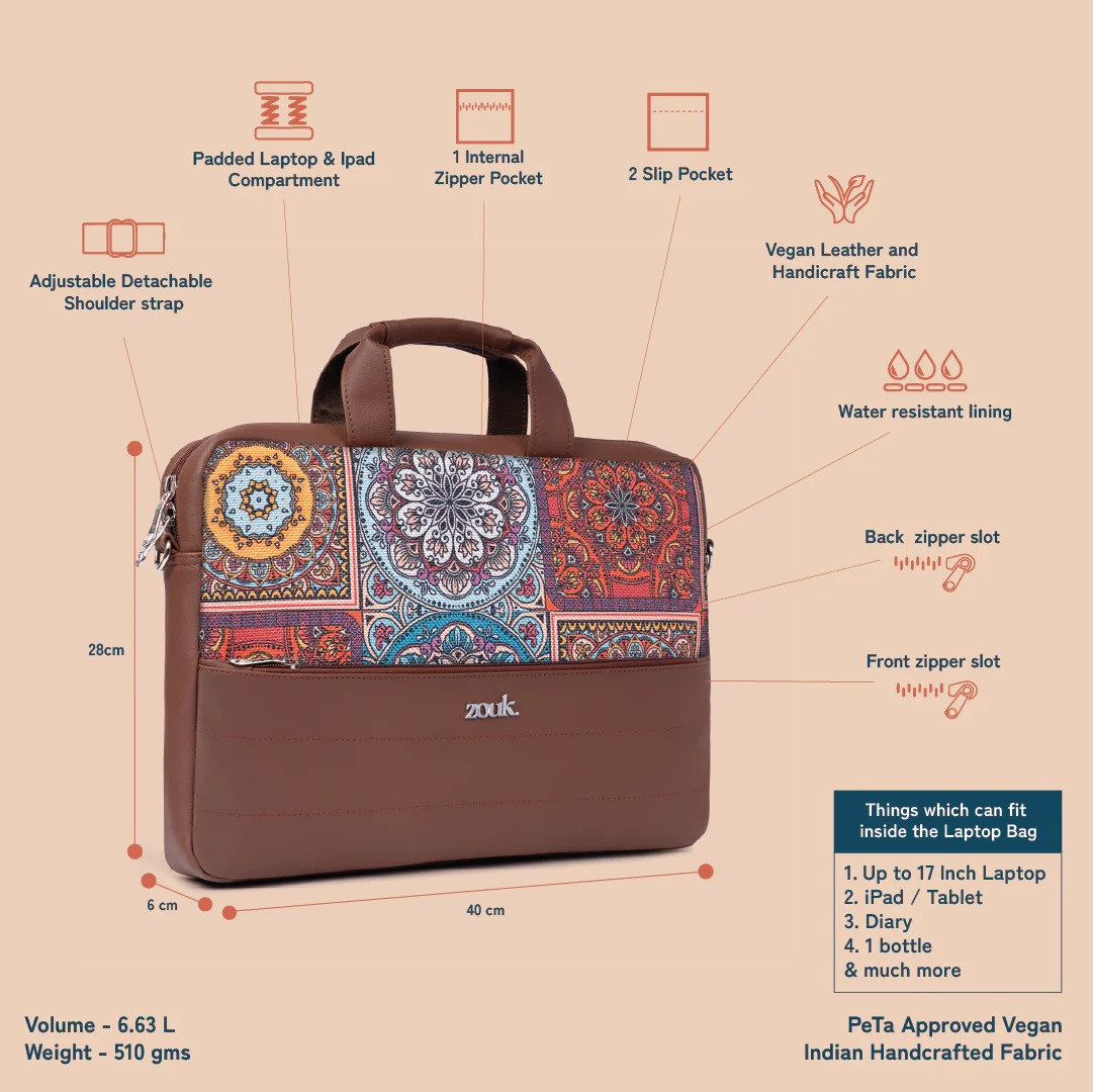 Arin Laptop Bag - Multicolor Mandala Print - Image 4