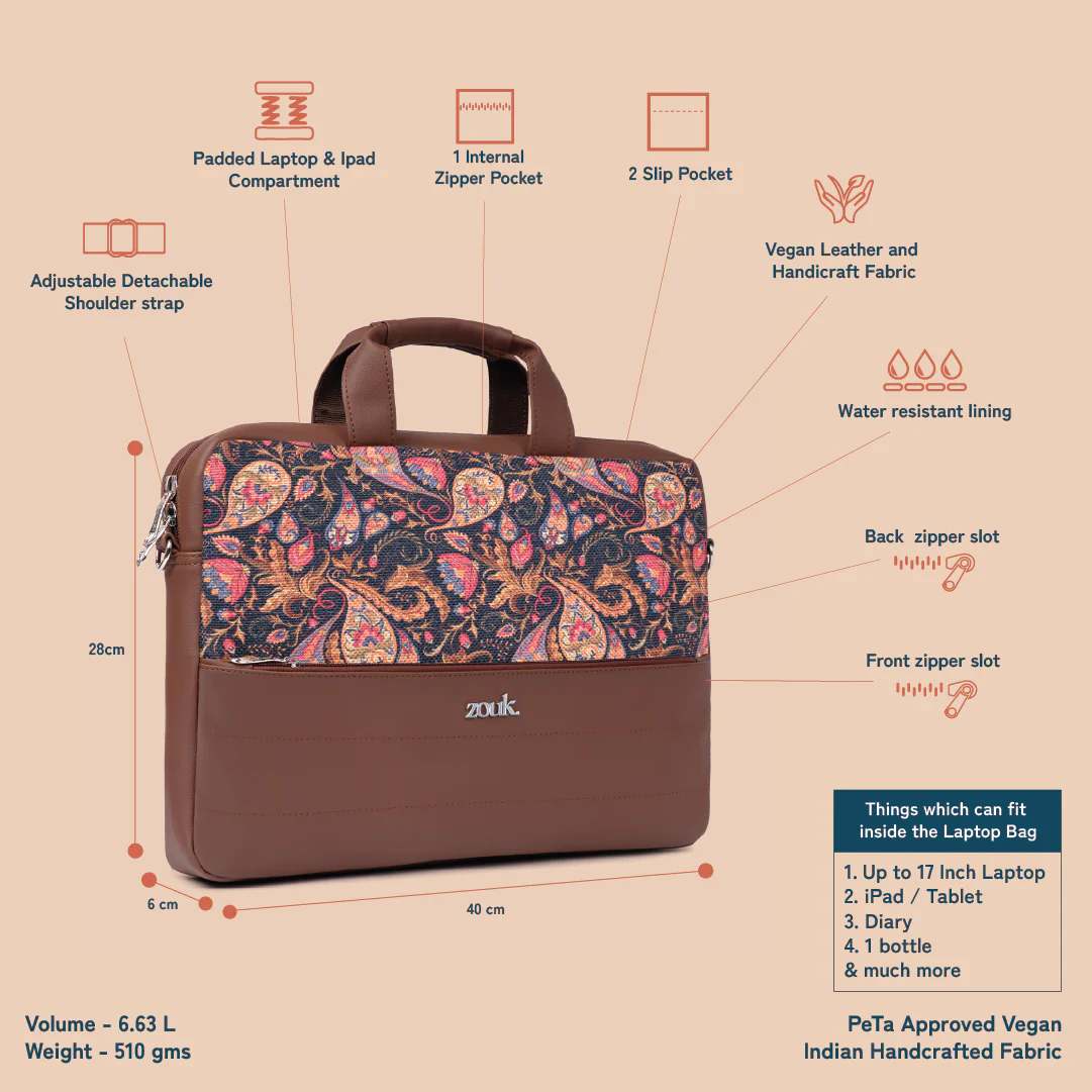 Arin Laptop Bag - Paisley Print - Image 5