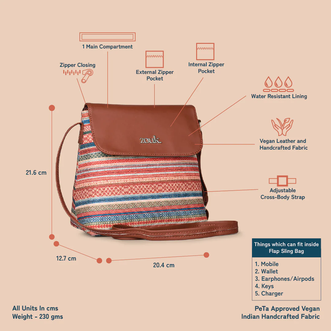 Assam Tapestry Flap Sling Bag - Image 4