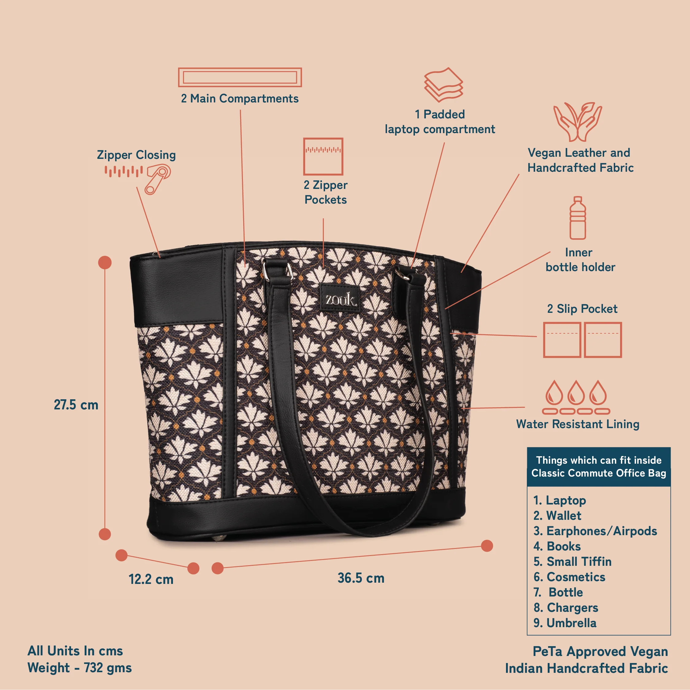 Bidri Kaiser Classic Commute Office Bag - Image 5