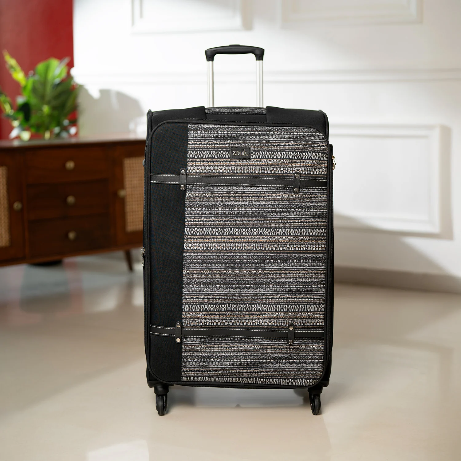 Odisha Ikat Saira Trolley Bag - Black (Large) - Image 9
