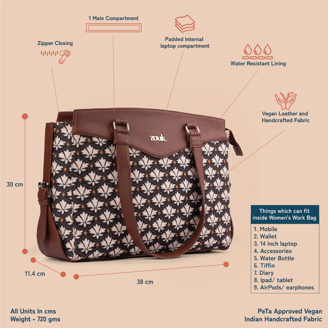 Bidri Kaiser Women's Work Bag Brown - Image 5