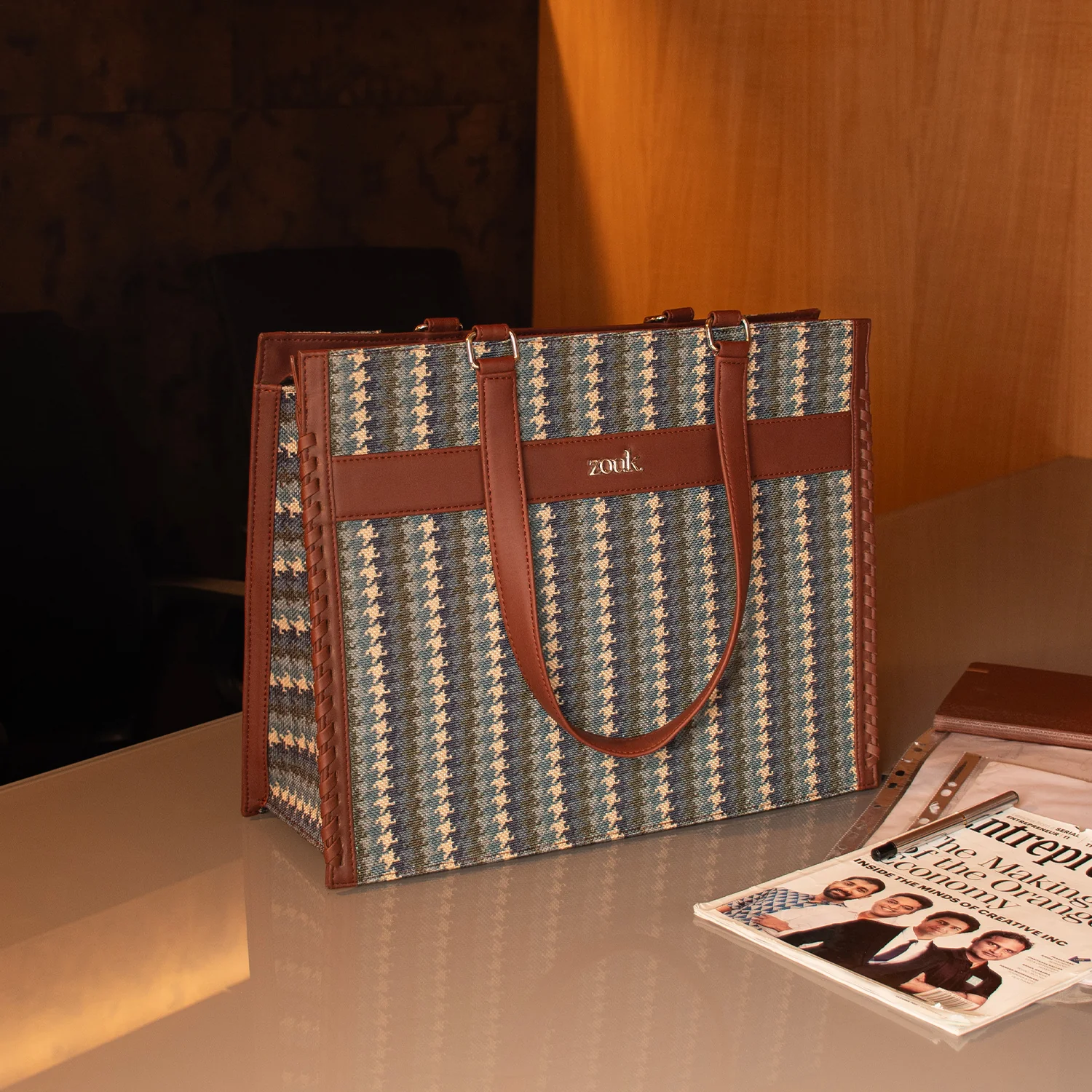 Bombay Houndstooth Boardroom Office Bag - Image 2