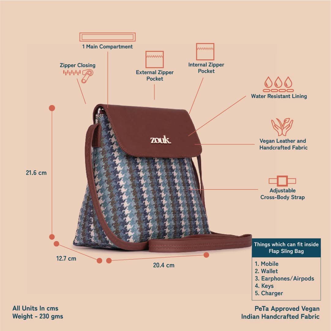 Bombay Houndstooth Flap Sling Bag - Image 4