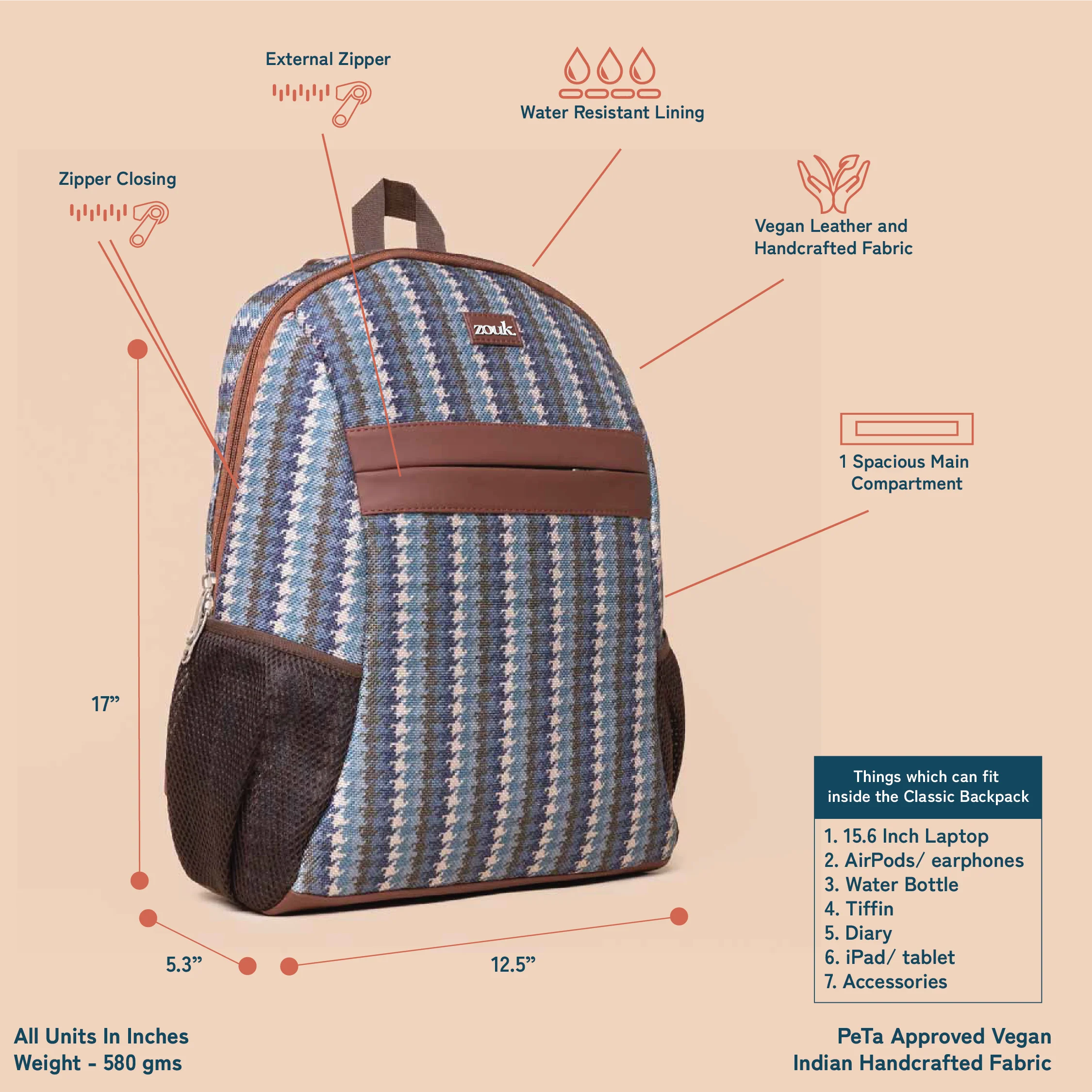 Bombay Houndstooth Classic Backpack - Image 3