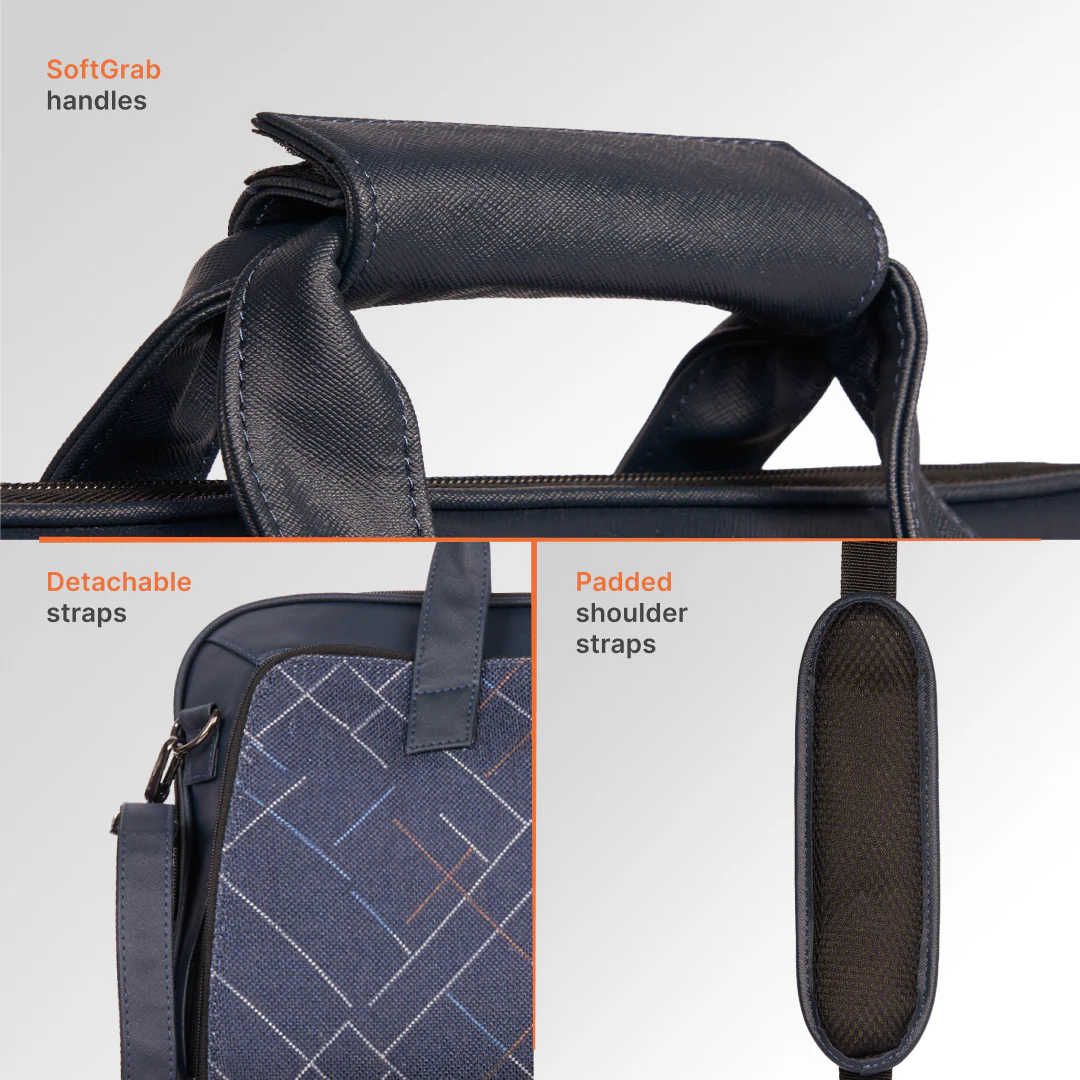 Bombay Tartan Executive Laptop Bag (Blue) - Image 4