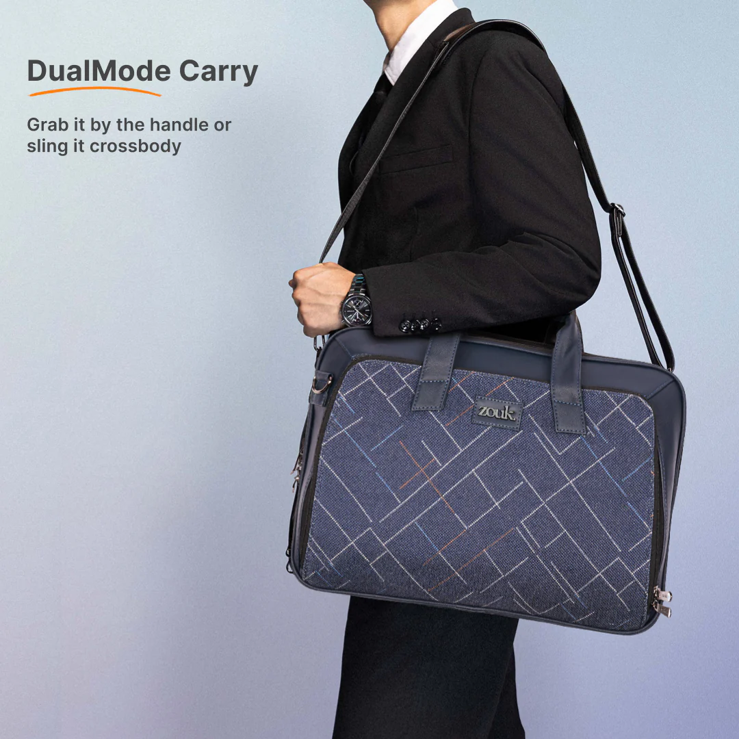 Bombay Tartan Executive Laptop Bag (Blue) - Image 5
