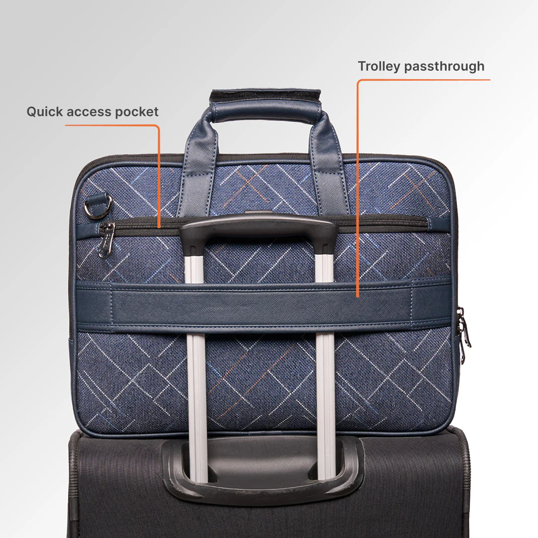 Bombay Tartan Executive Laptop Bag (Blue) - Image 8