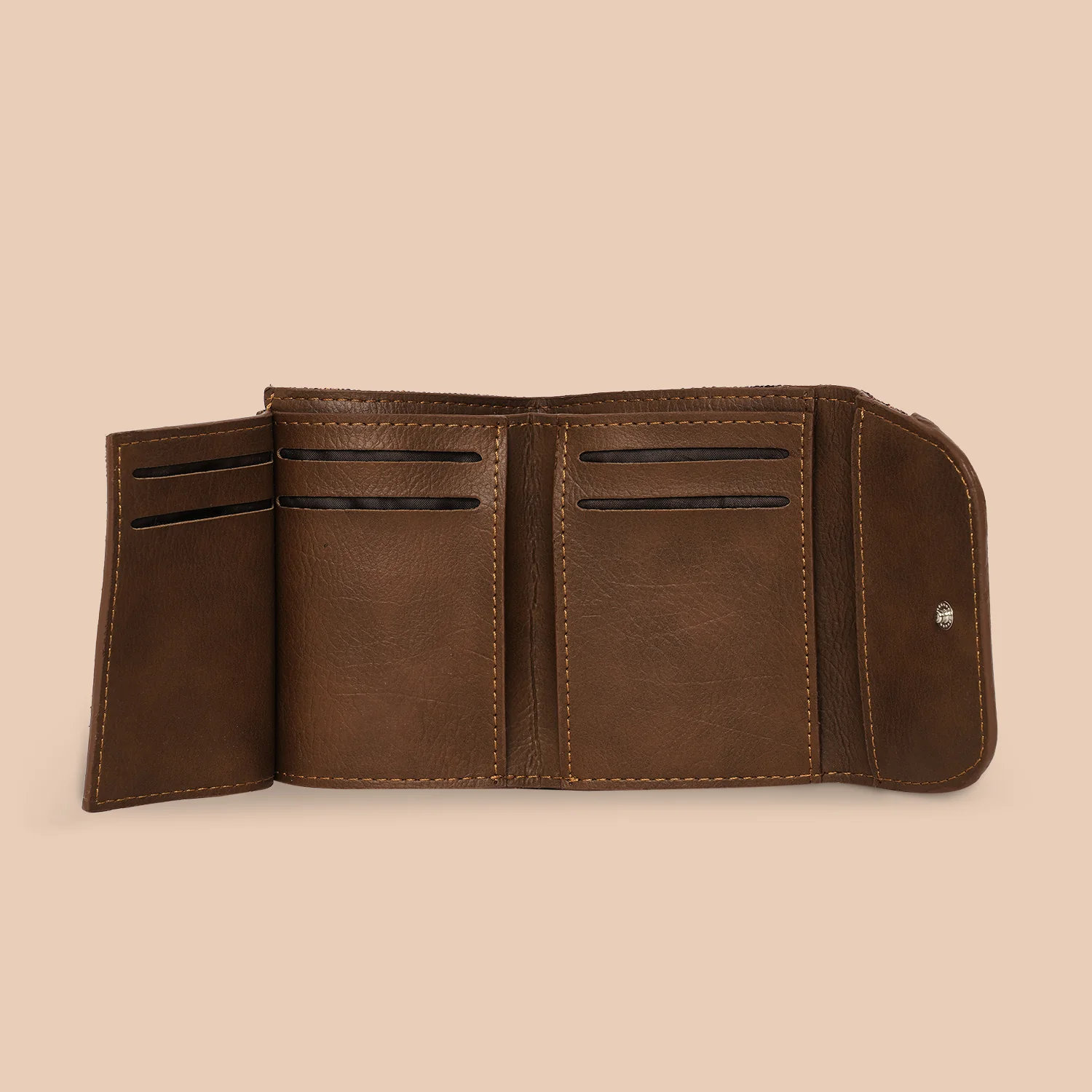 Brown Floral Trifold Wallet - Image 4