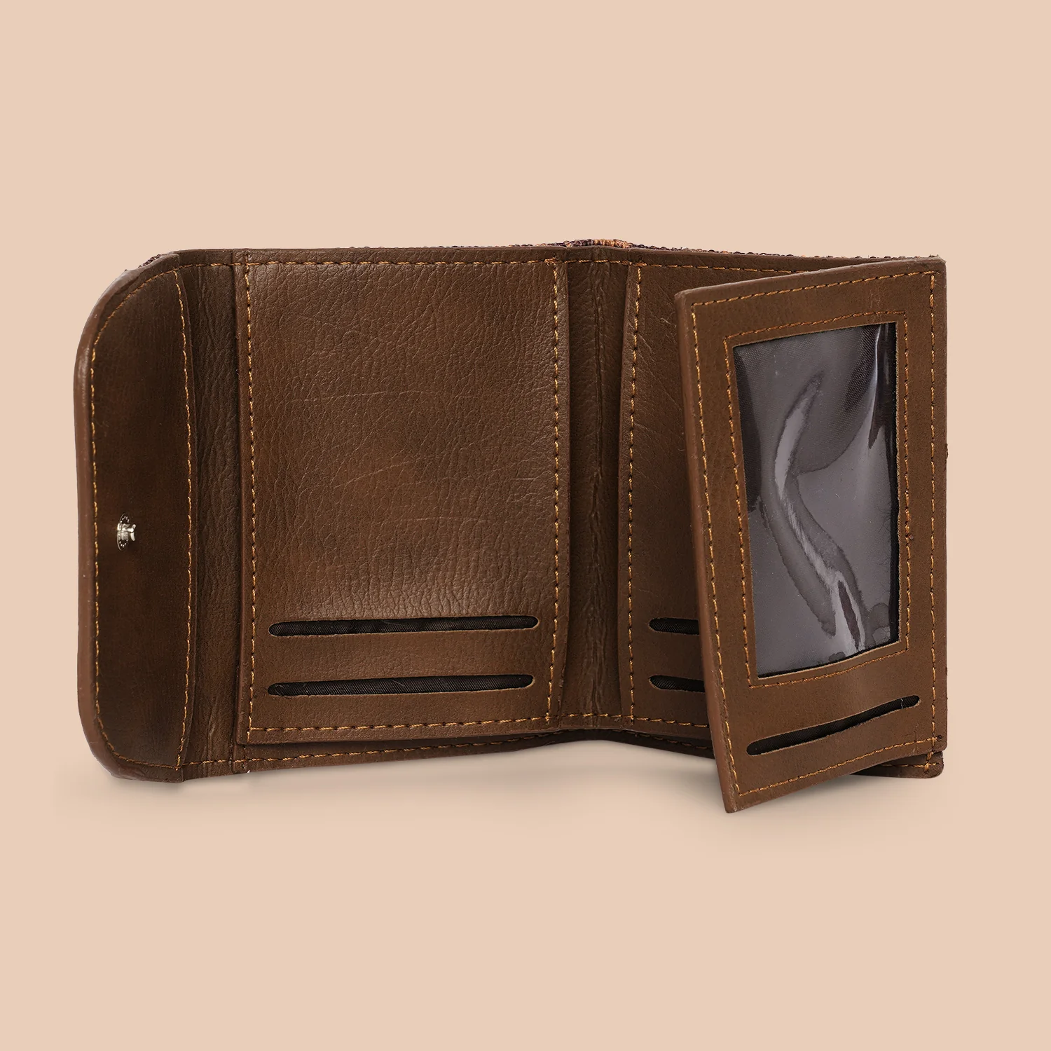 Brown Floral Trifold Wallet - Image 5