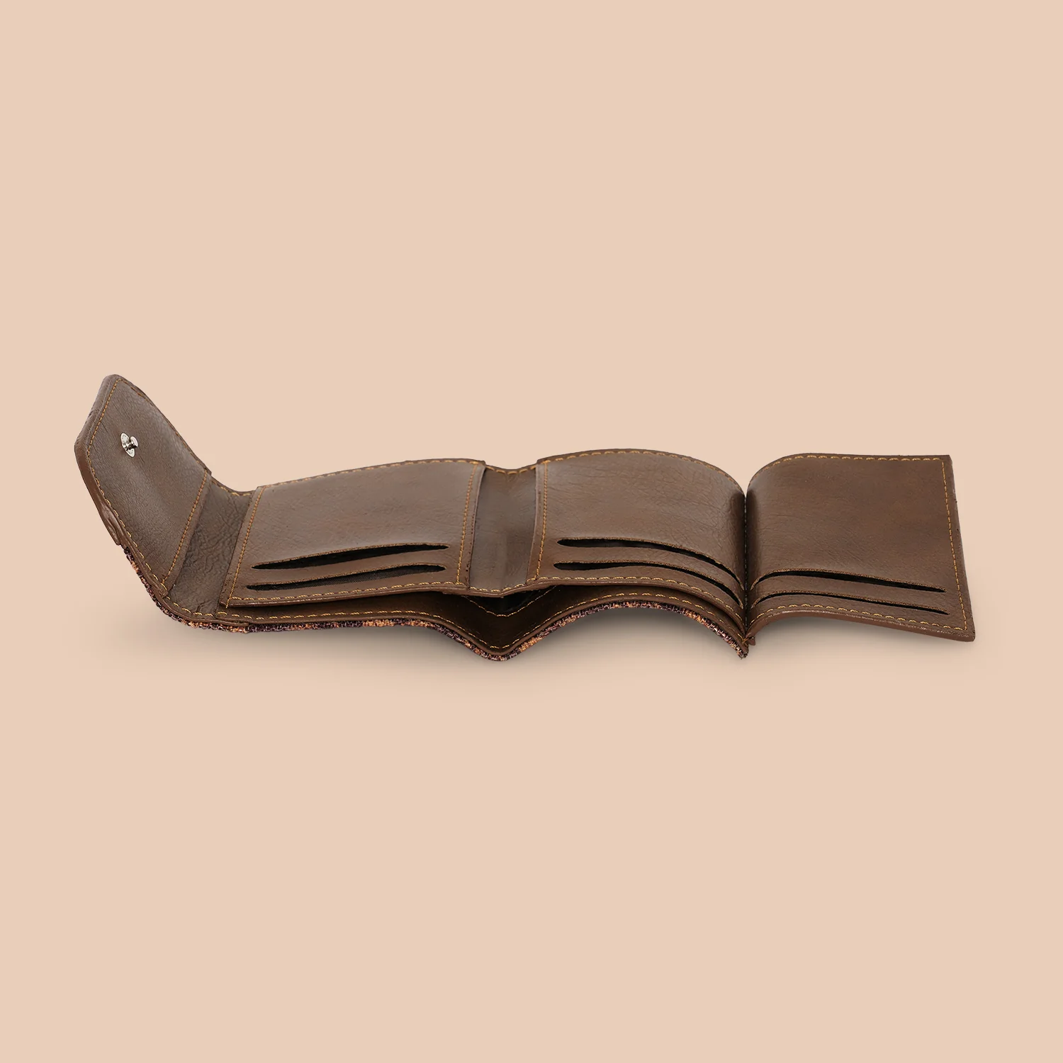 Brown Floral Trifold Wallet - Image 6
