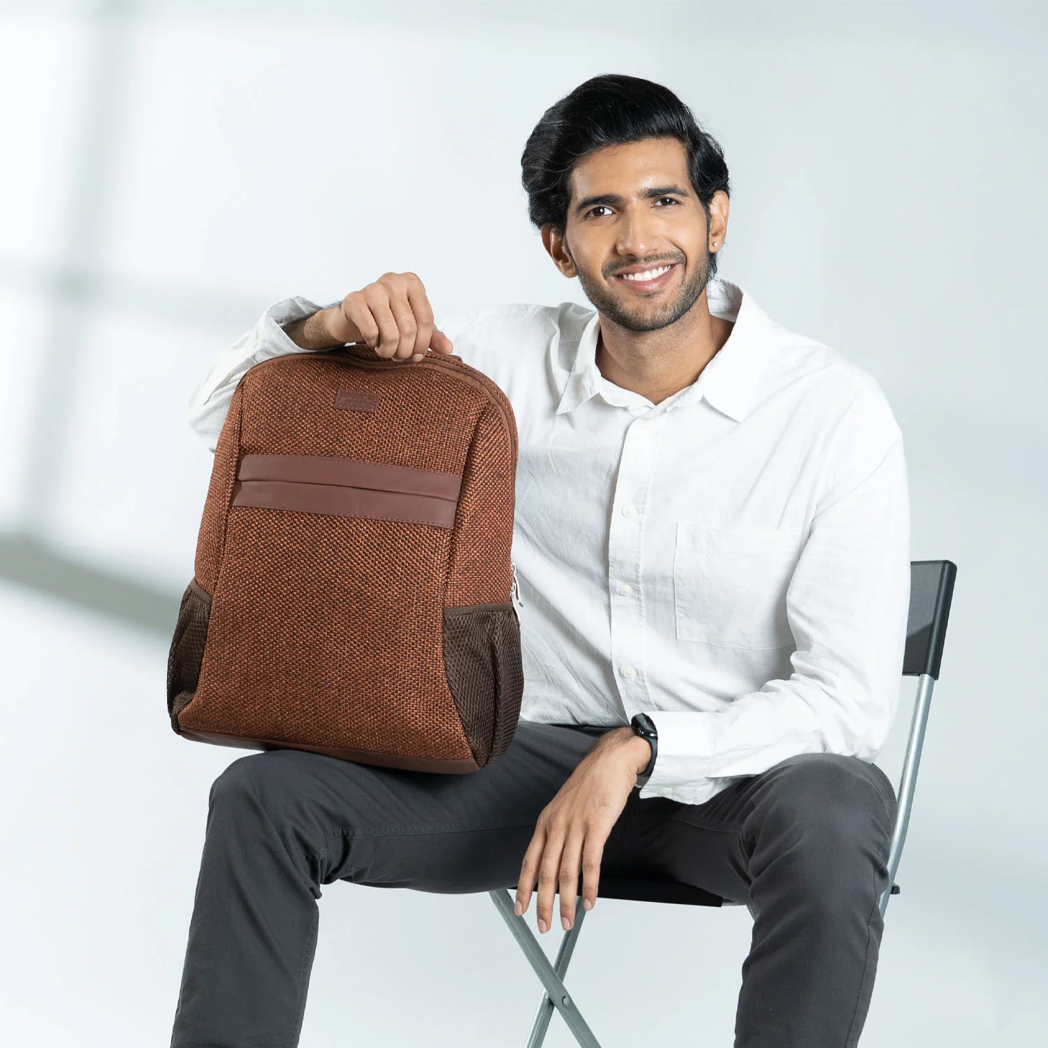 Brown Metal Classic Backpack - Image 2