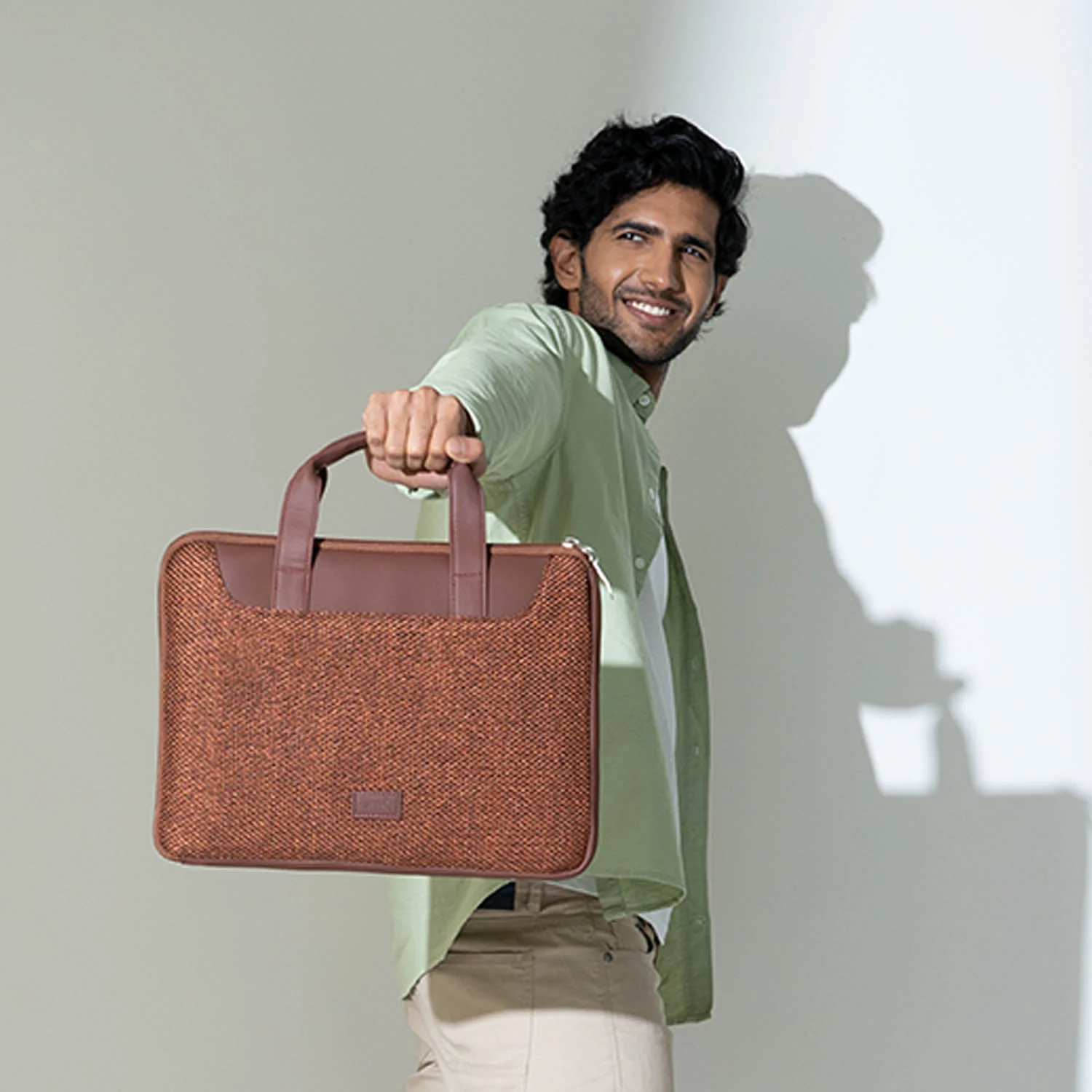 Brown Metal L-Zippered Laptop Sleeve - Image 2