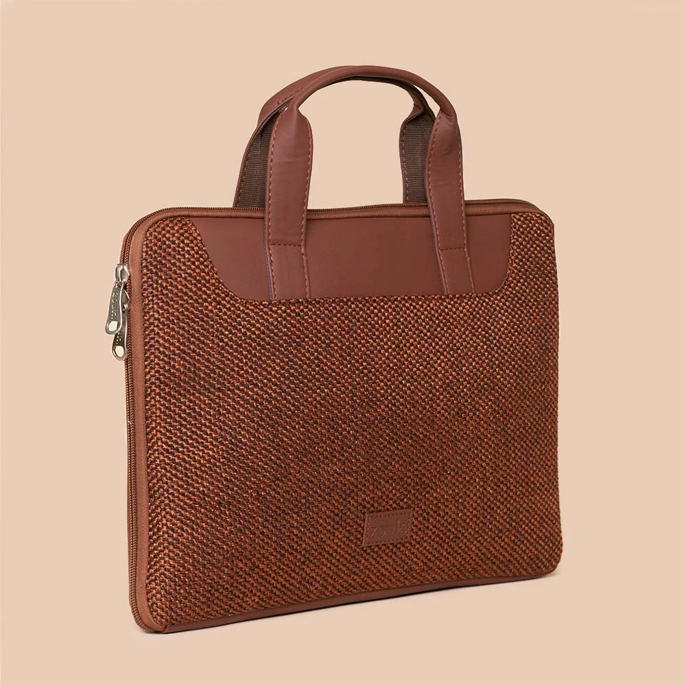 Brown Metal L-Zippered Laptop Sleeve - Image 3