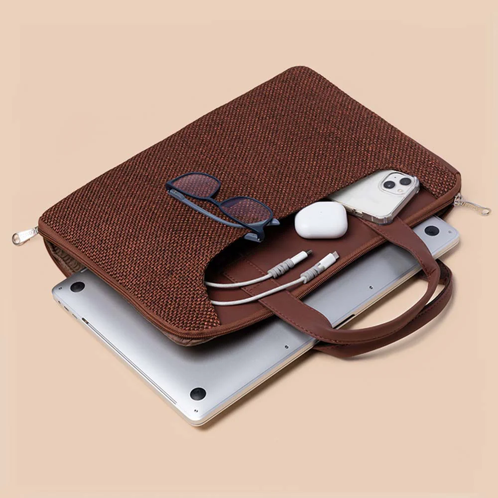 Brown Metal L-Zippered Laptop Sleeve - Image 4
