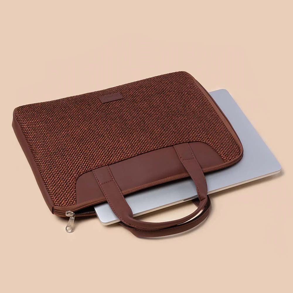 Brown Metal L-Zippered Laptop Sleeve - Image 7