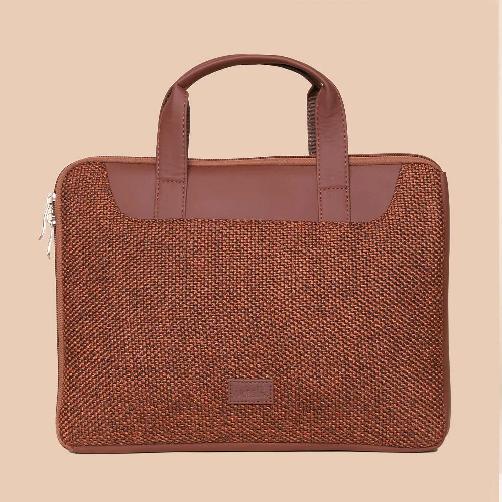 Brown Metal L-Zippered Laptop Sleeve - Image 8