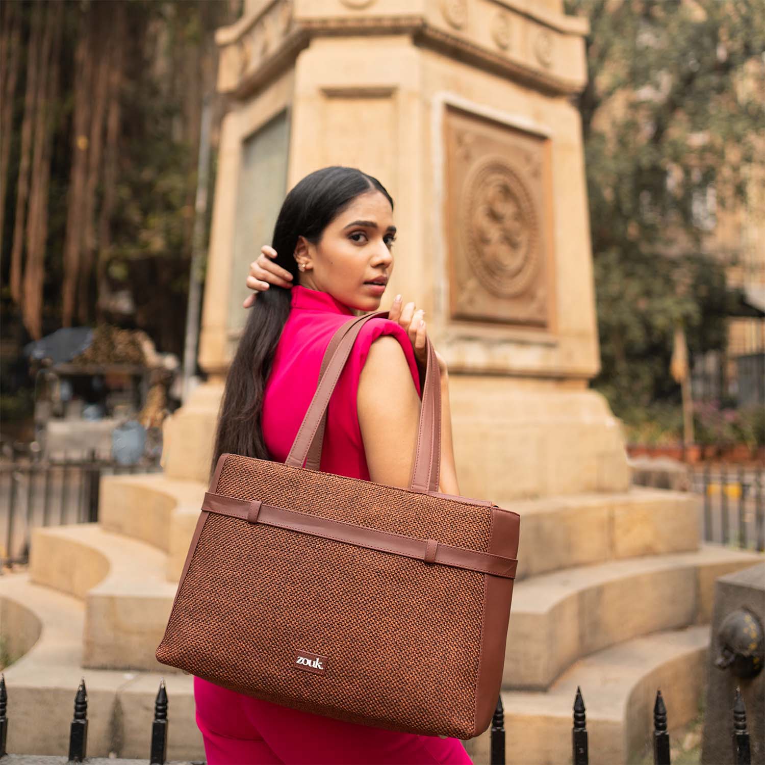 Brown Metal Statement Office Bag - Image 2