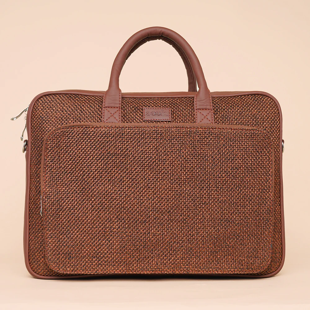 Brown Metal Unisex Laptop Bag - Image 2