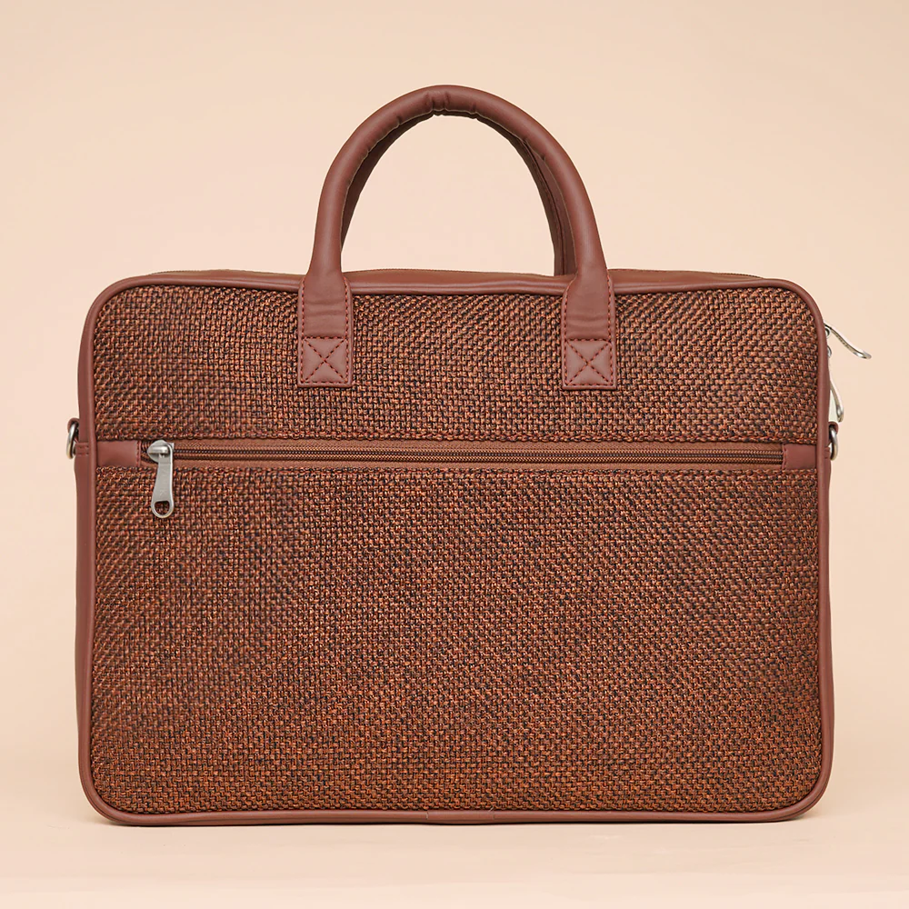 Brown Metal Unisex Laptop Bag - Image 3