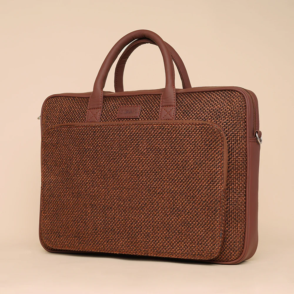 Brown Metal Unisex Laptop Bag - Image 4