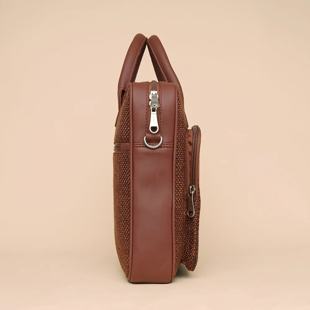 Brown Metal Unisex Laptop Bag - Image 6