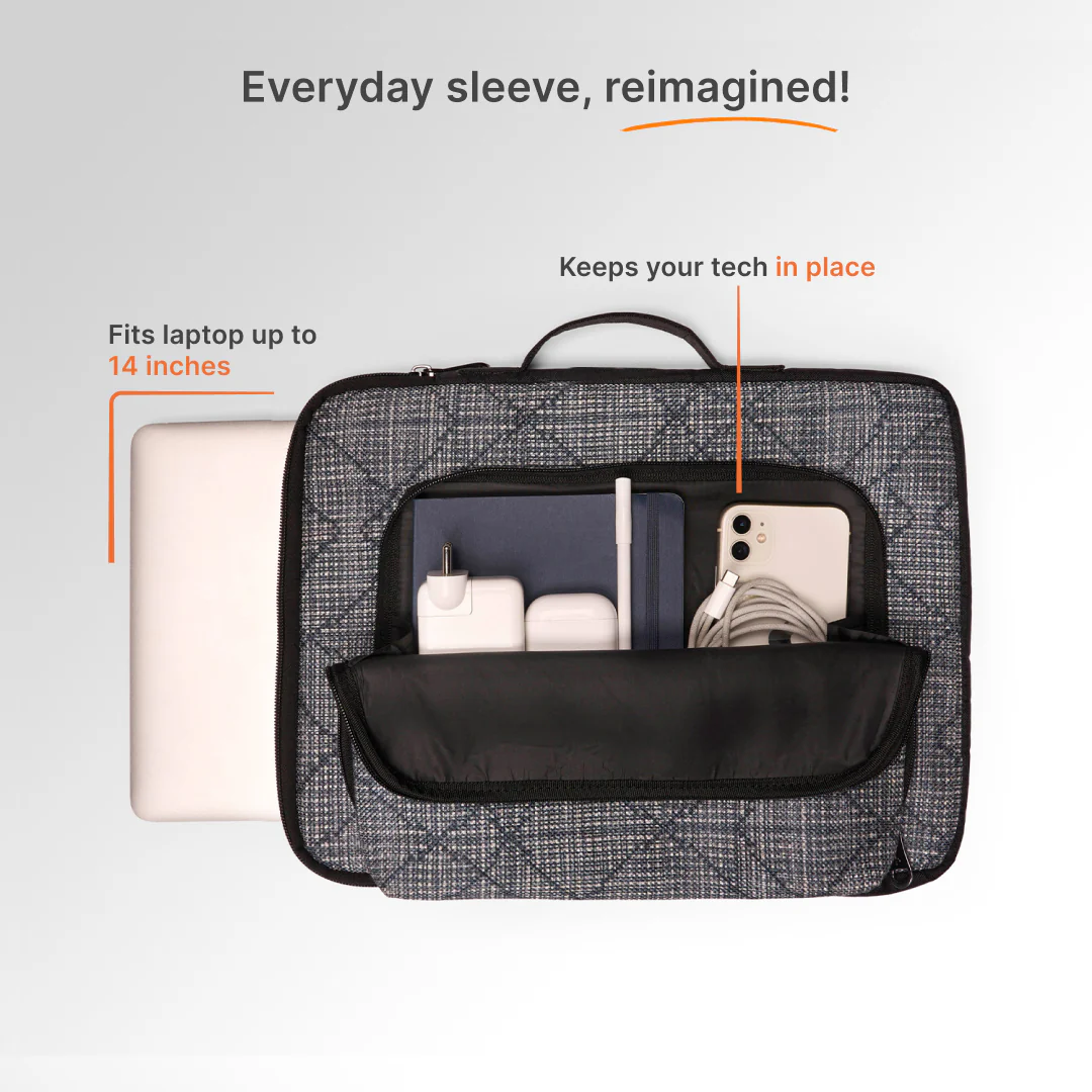 Calcutta Pixels Signature Laptop Sleeve - 14inch (Black) - Image 7
