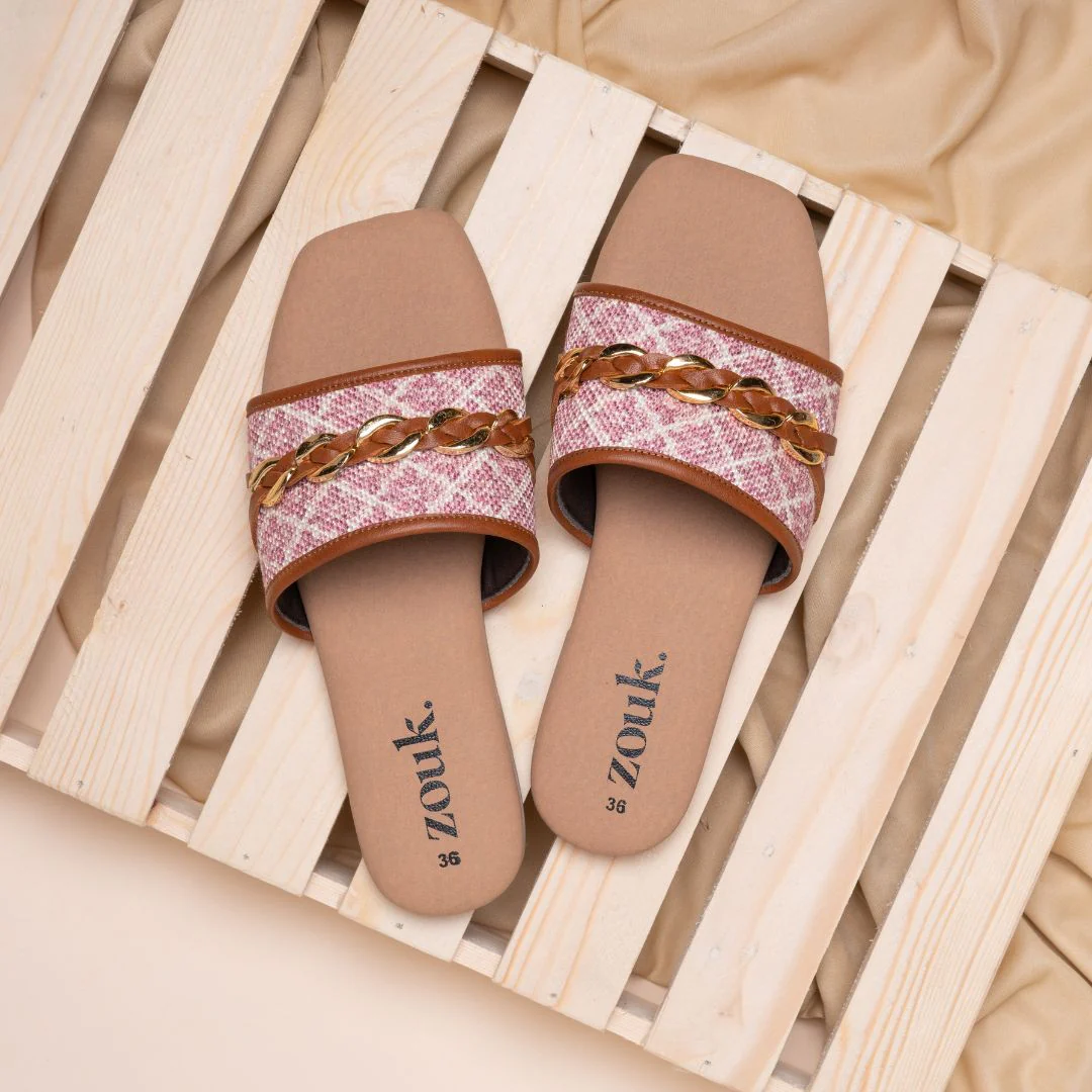 Chamoli Motif Women's Embellished Sliders