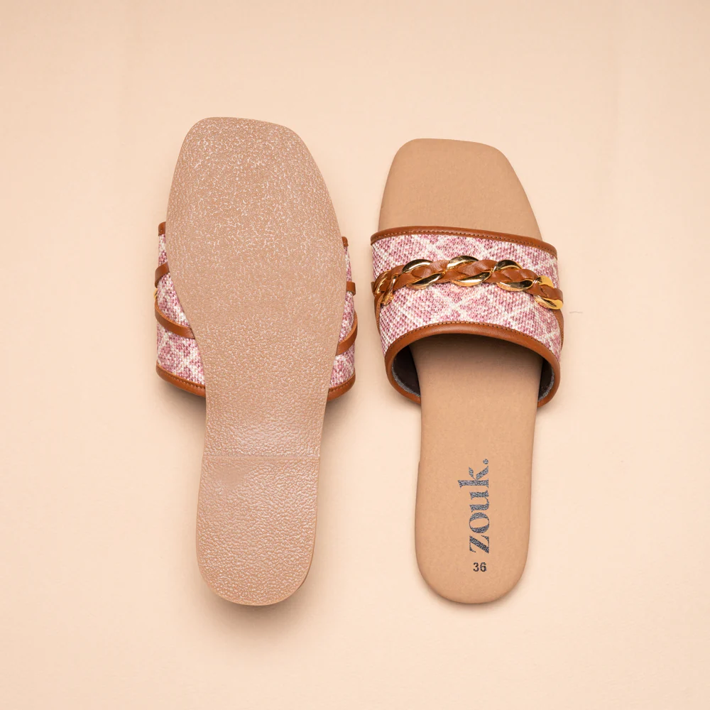 Chamoli Motif Women's Embellished Sliders - Image 2