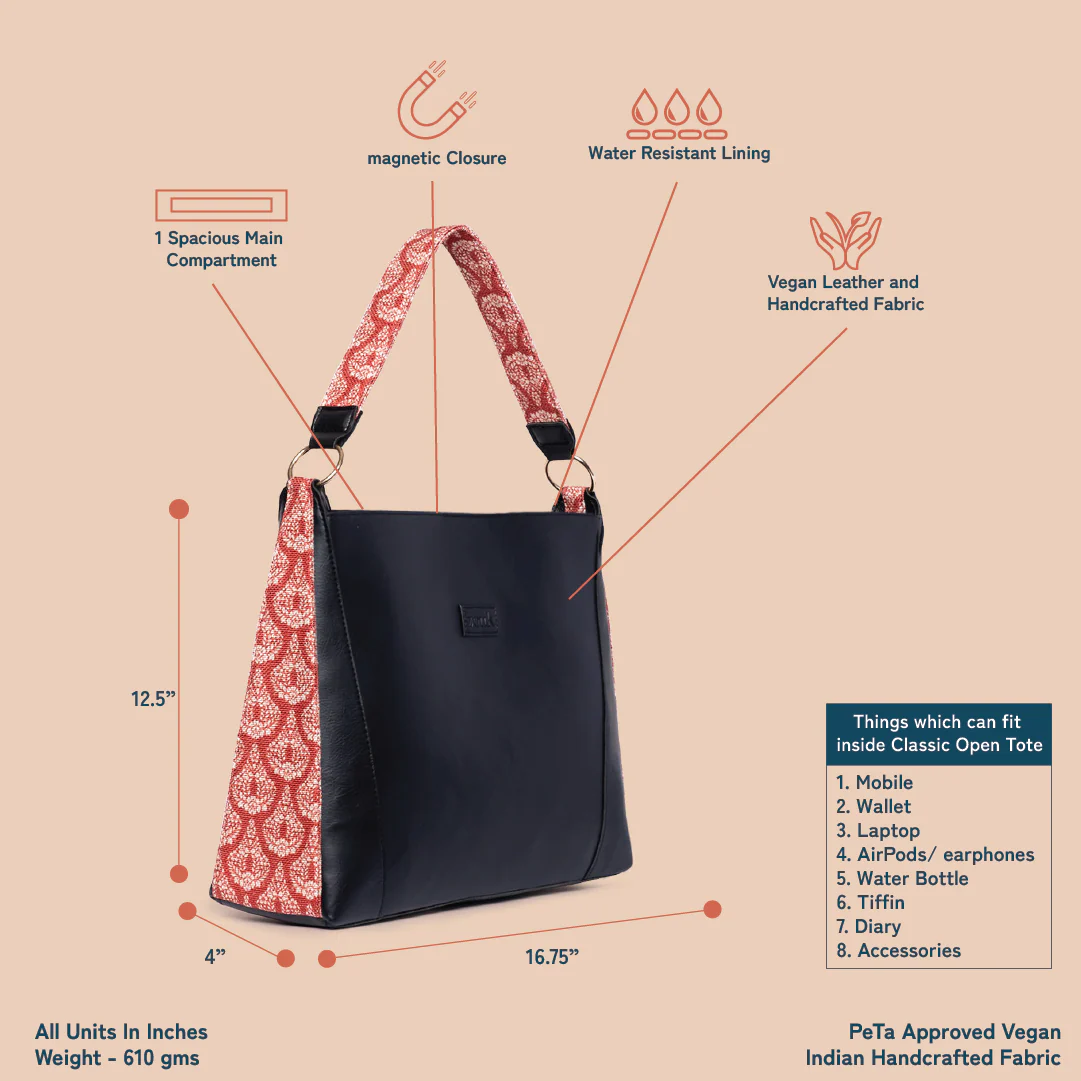 Chanderi Phool Classic Open Tote - Image 4