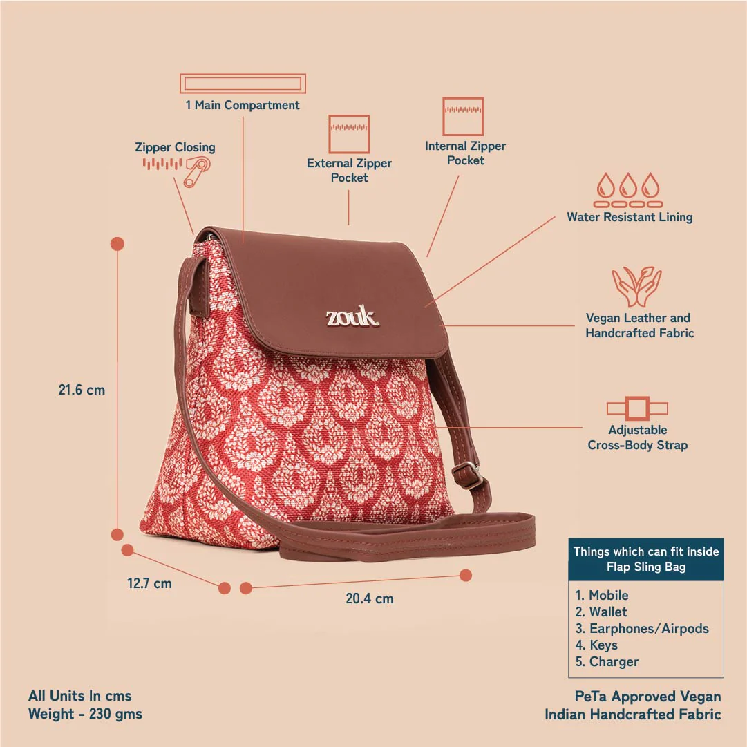 Chanderi Phool Flap Sling Bag - Image 4