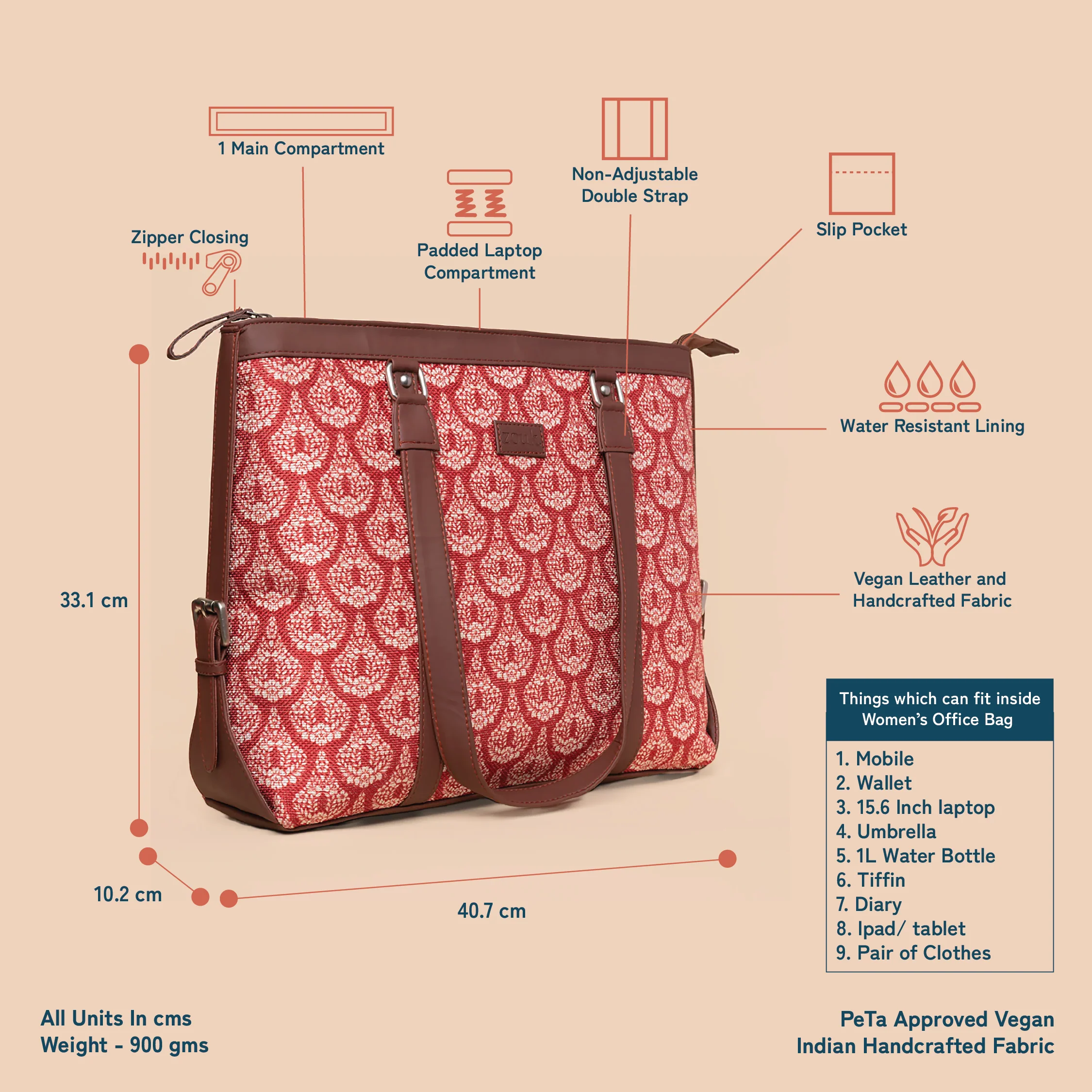 Chanderi Phool Women's Office Bag - Image 4