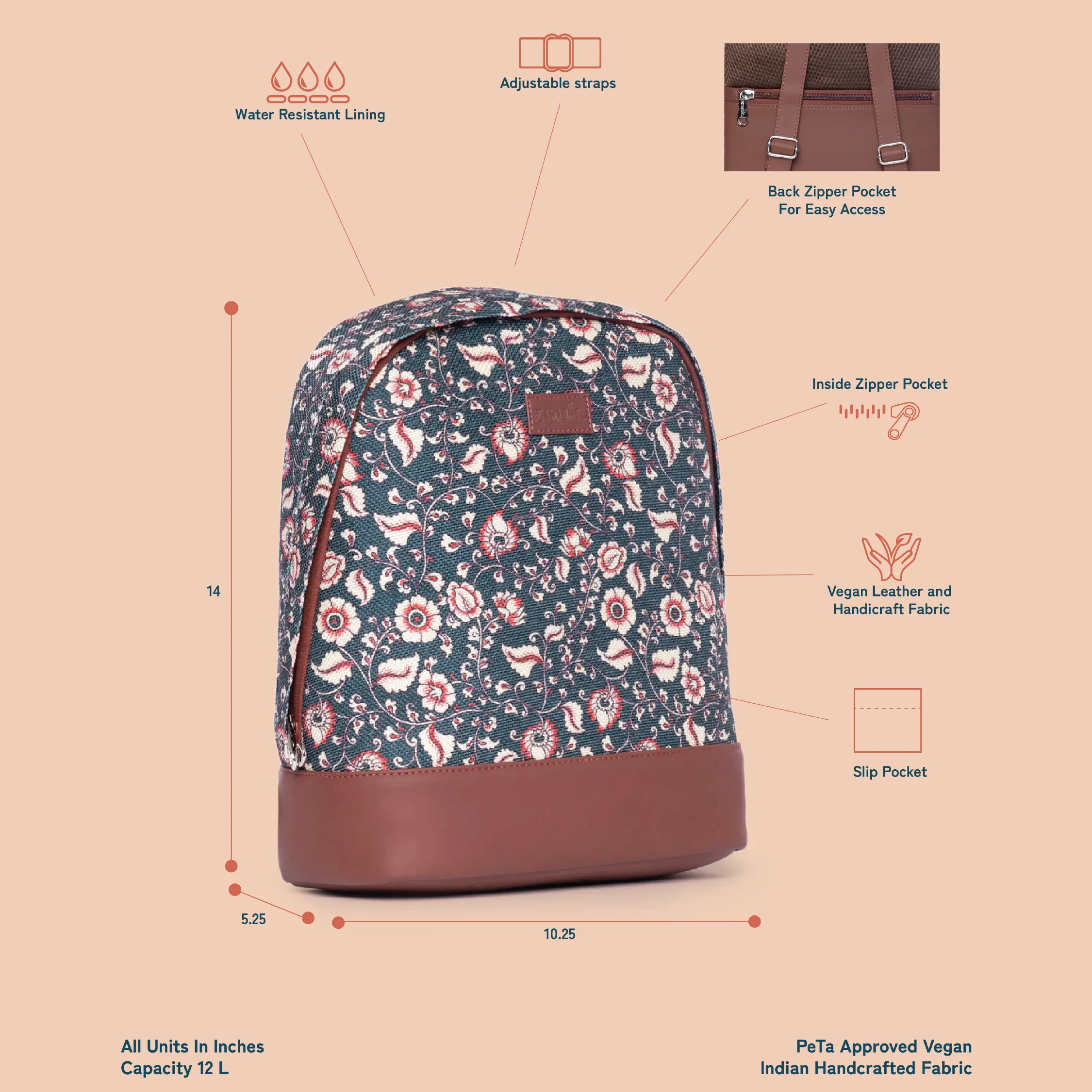 Chittoor Blue Kalamkari Dome Daypack - Image 5