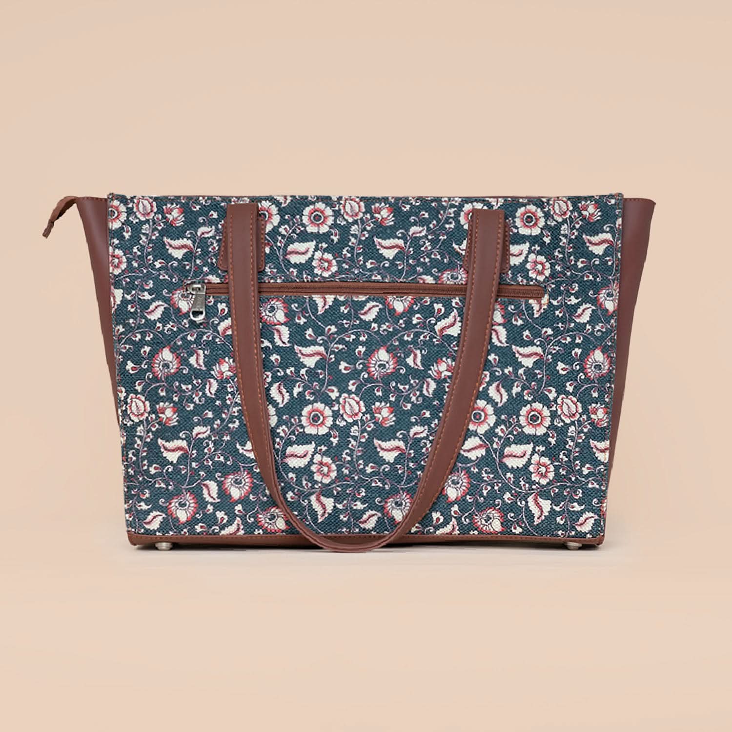 Chittoor Blue Kalamkari & Kovil Blue - Office Tote Bag & Sling Bag Combo - Image 3